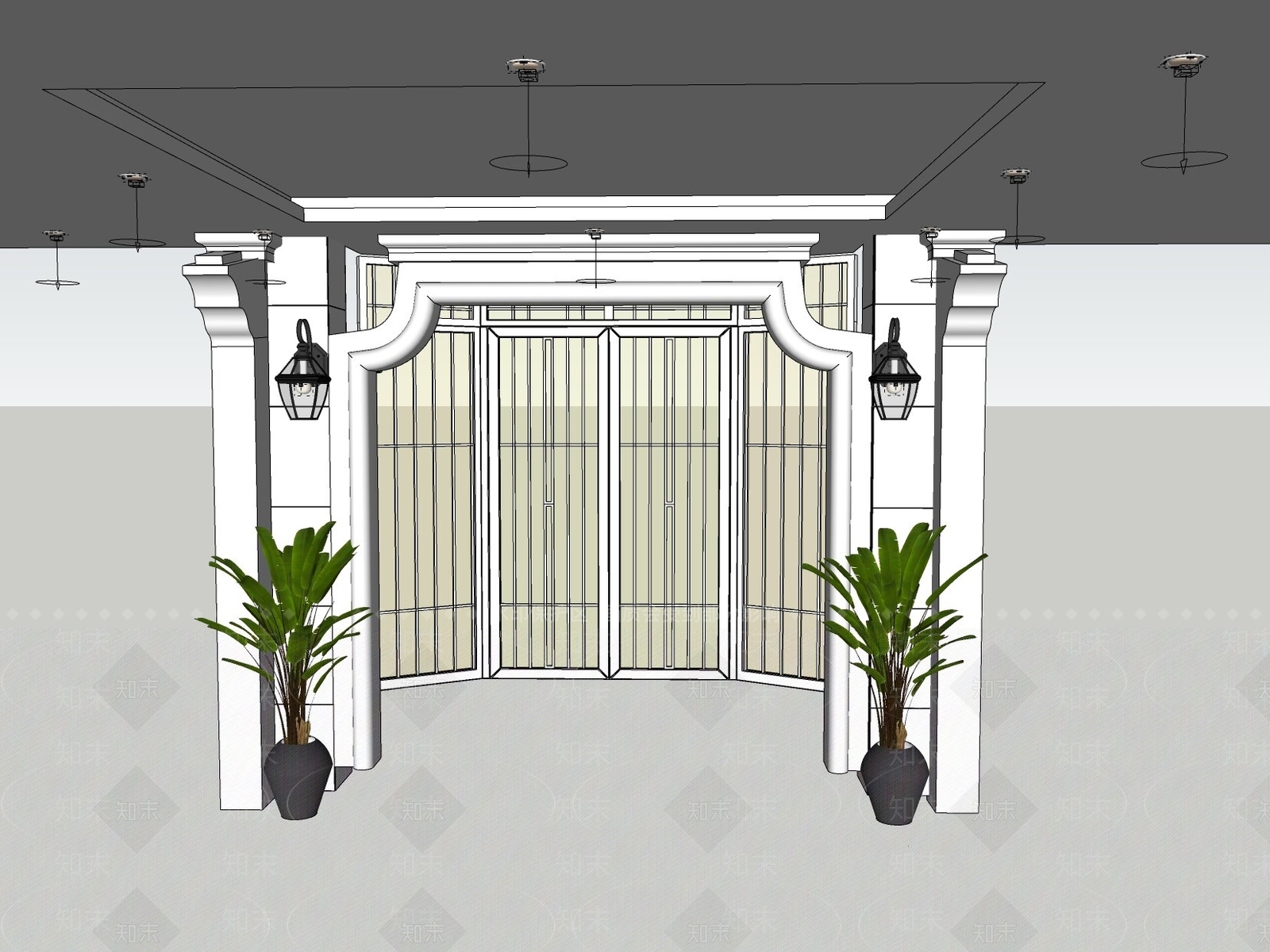轻奢侘寂酒店餐厅SU模型下载【ID:1187986763】
