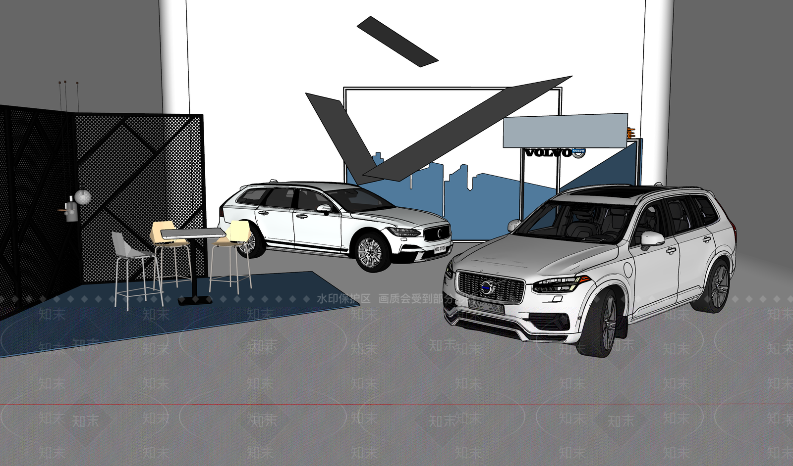 极简现代汽车4S店SU模型下载【ID:1187994265】