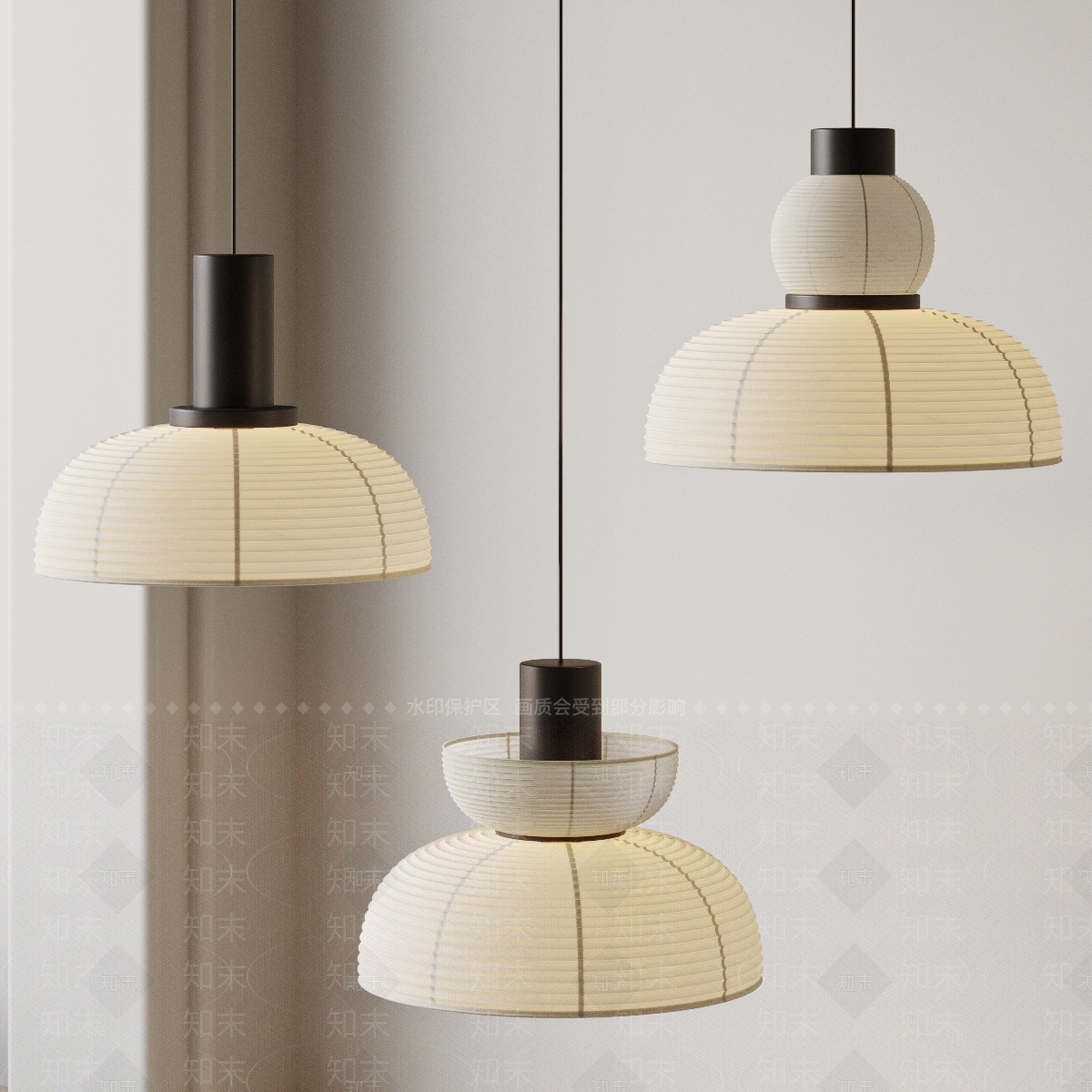 侘寂日式吊灯SU模型下载【ID:1187999605】