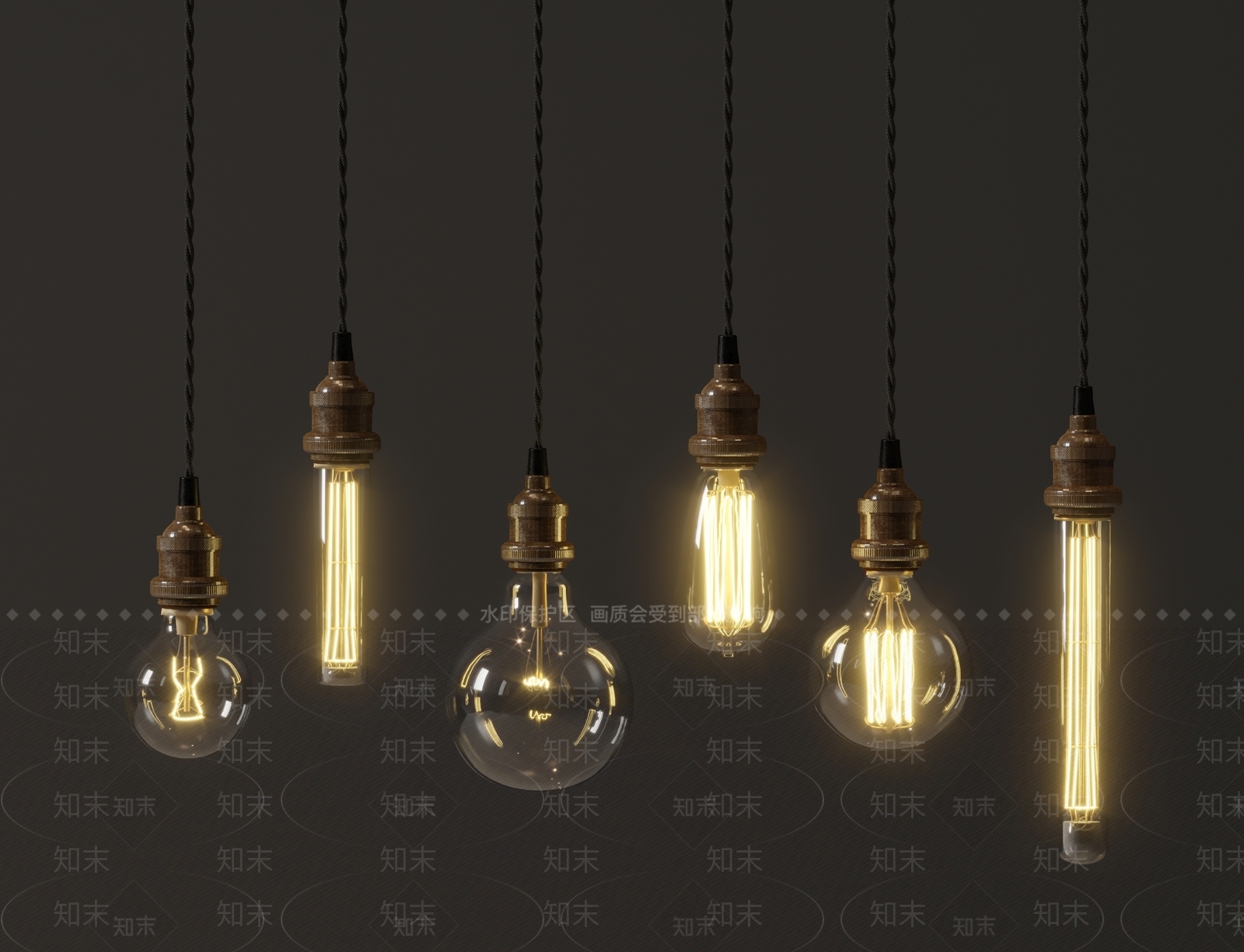 现代复古灯泡3D模型下载【ID:1188003241】
