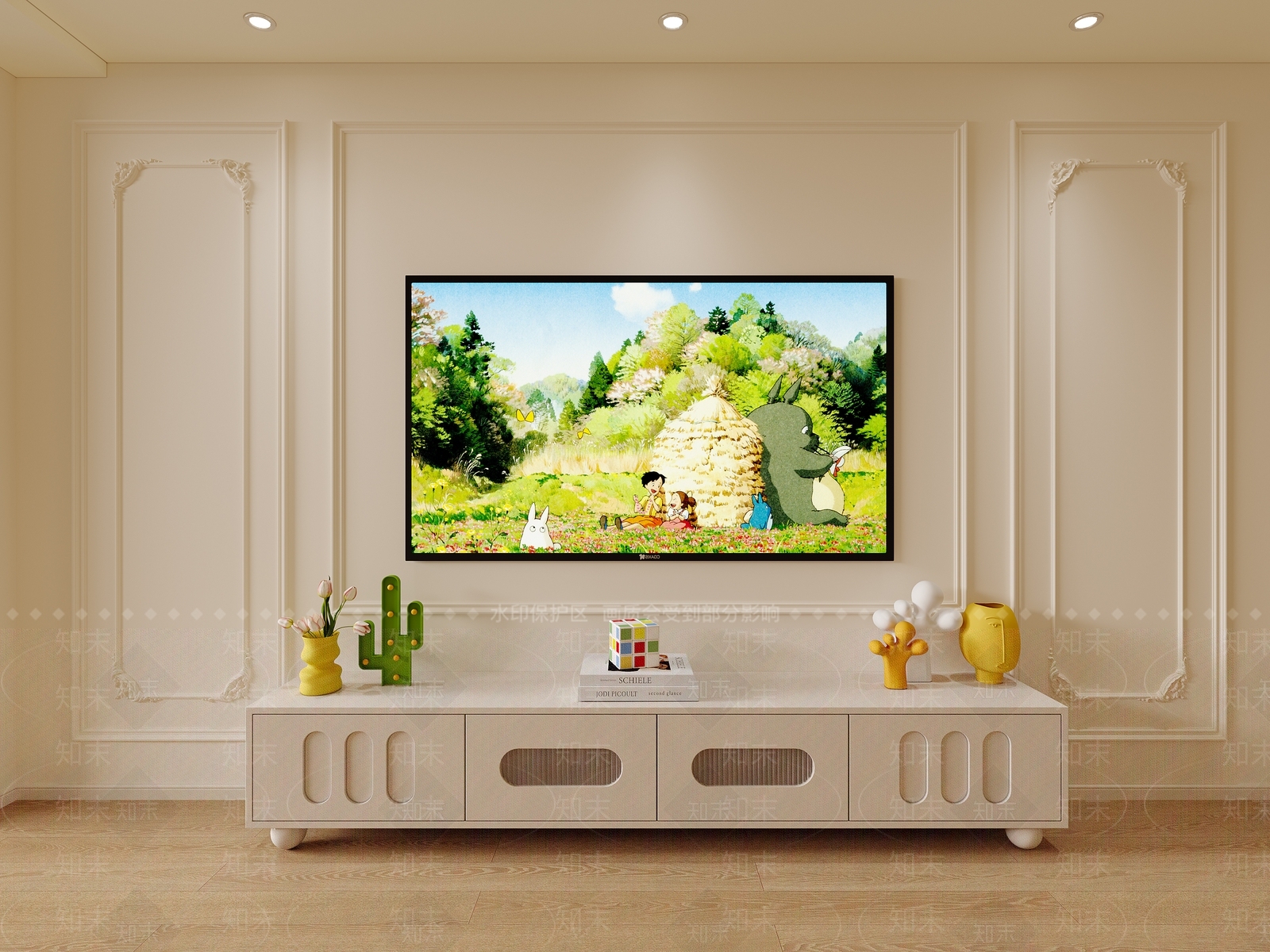 奶油电视柜3D模型下载【ID:1188004189】