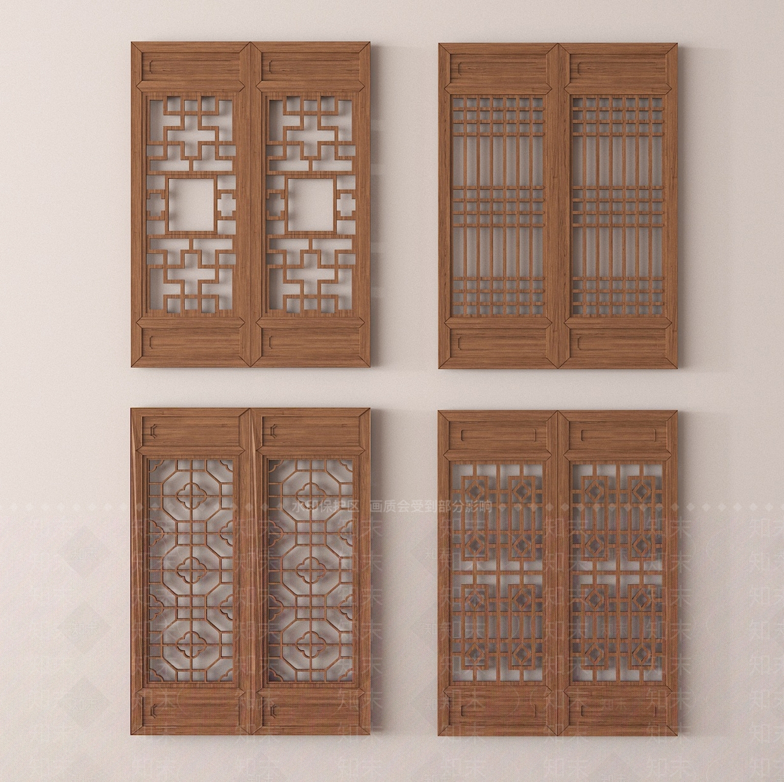 新中式镂花窗SU模型下载【ID:1188010132】