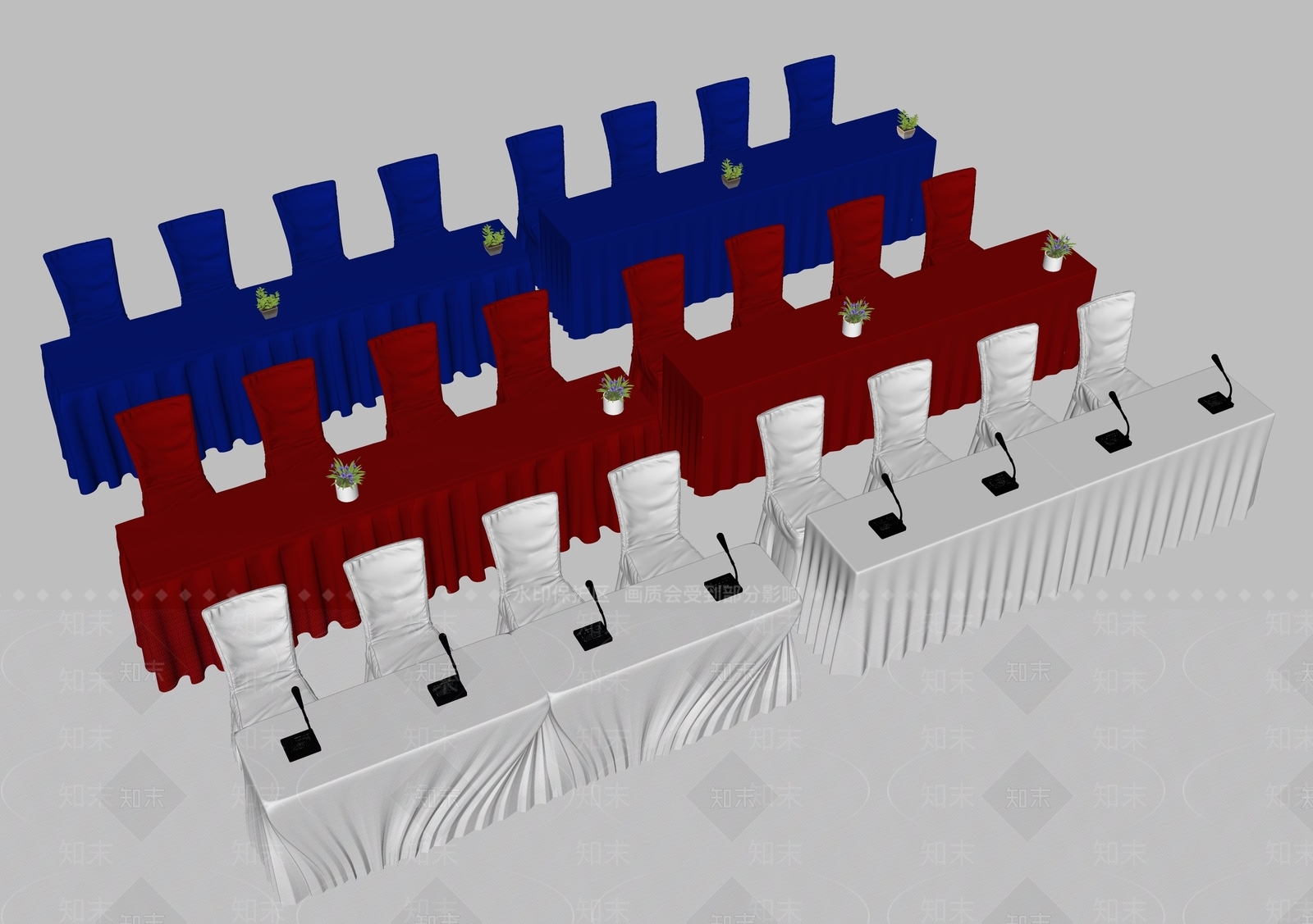 现代会议桌椅SU模型下载【ID:1188012353】