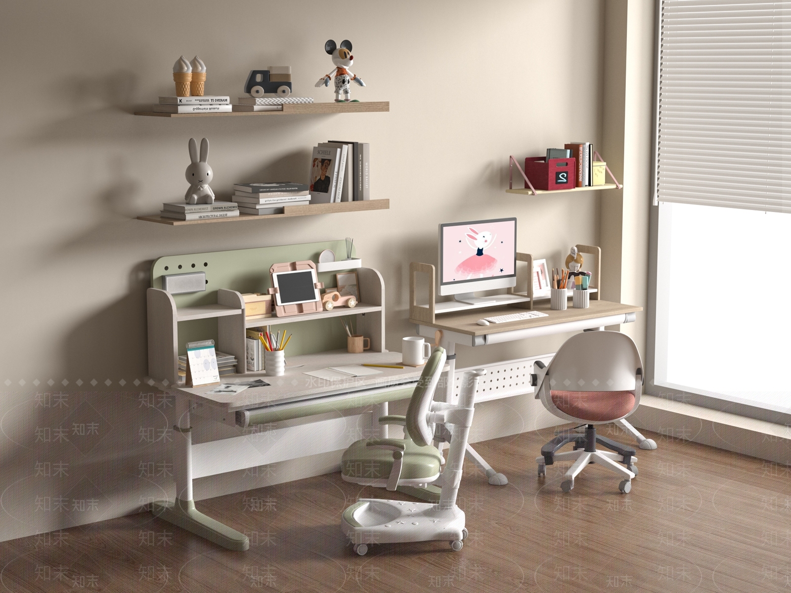 现代儿童桌椅3D模型下载【ID:1188013320】