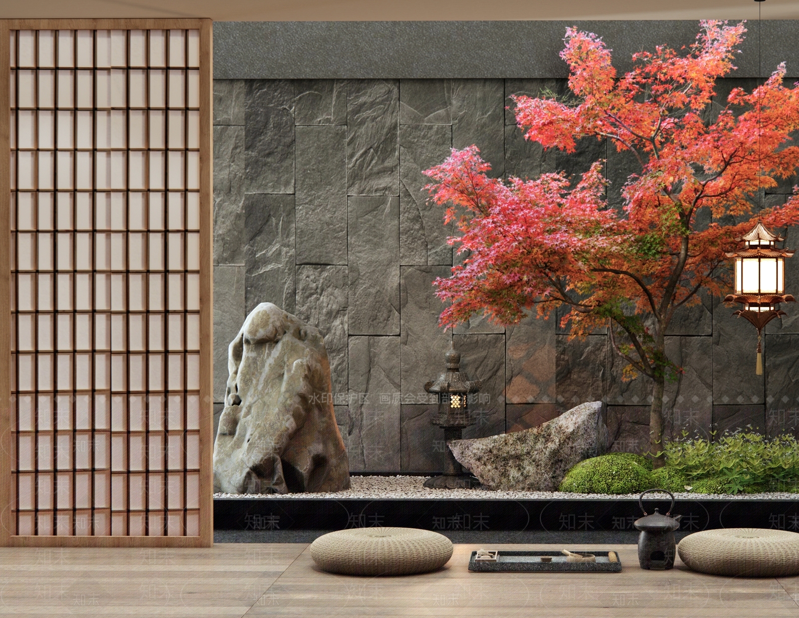 新中式室内景观3D模型下载【ID:1188014371】