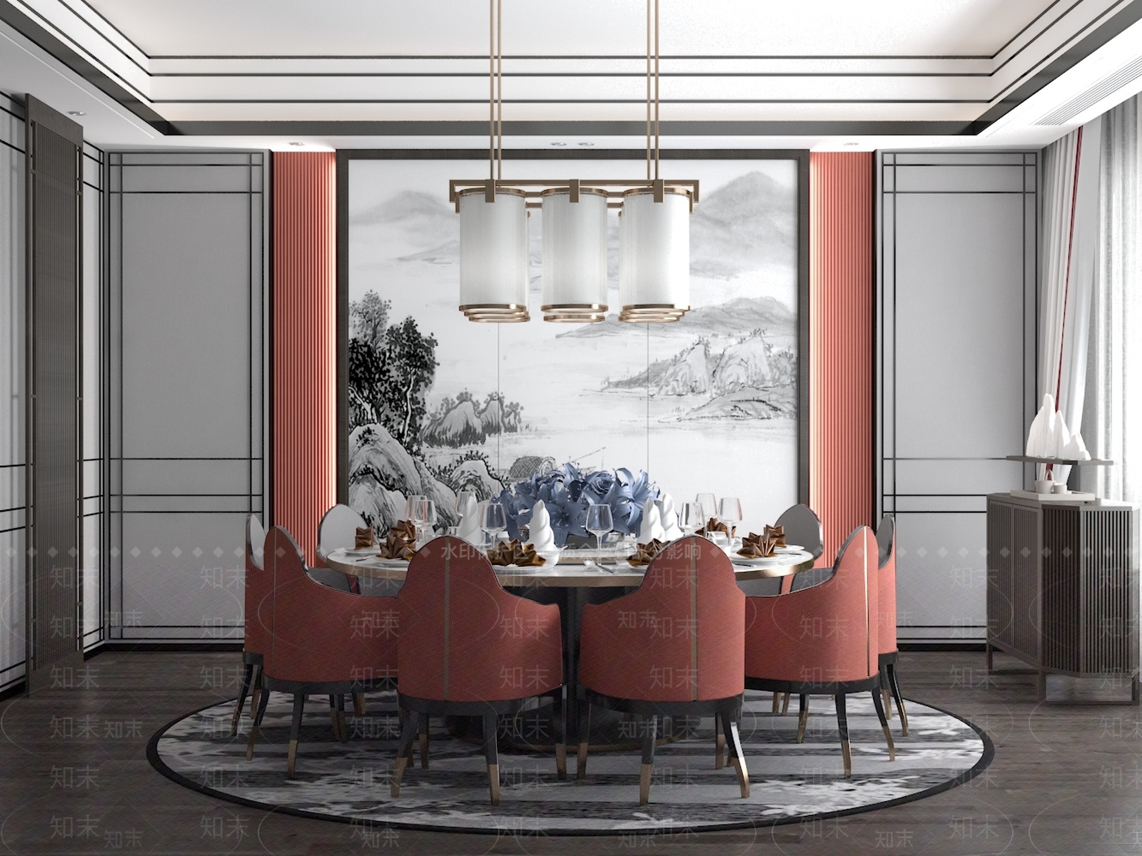 现代新中式包厢3D模型下载【ID:1188014807】