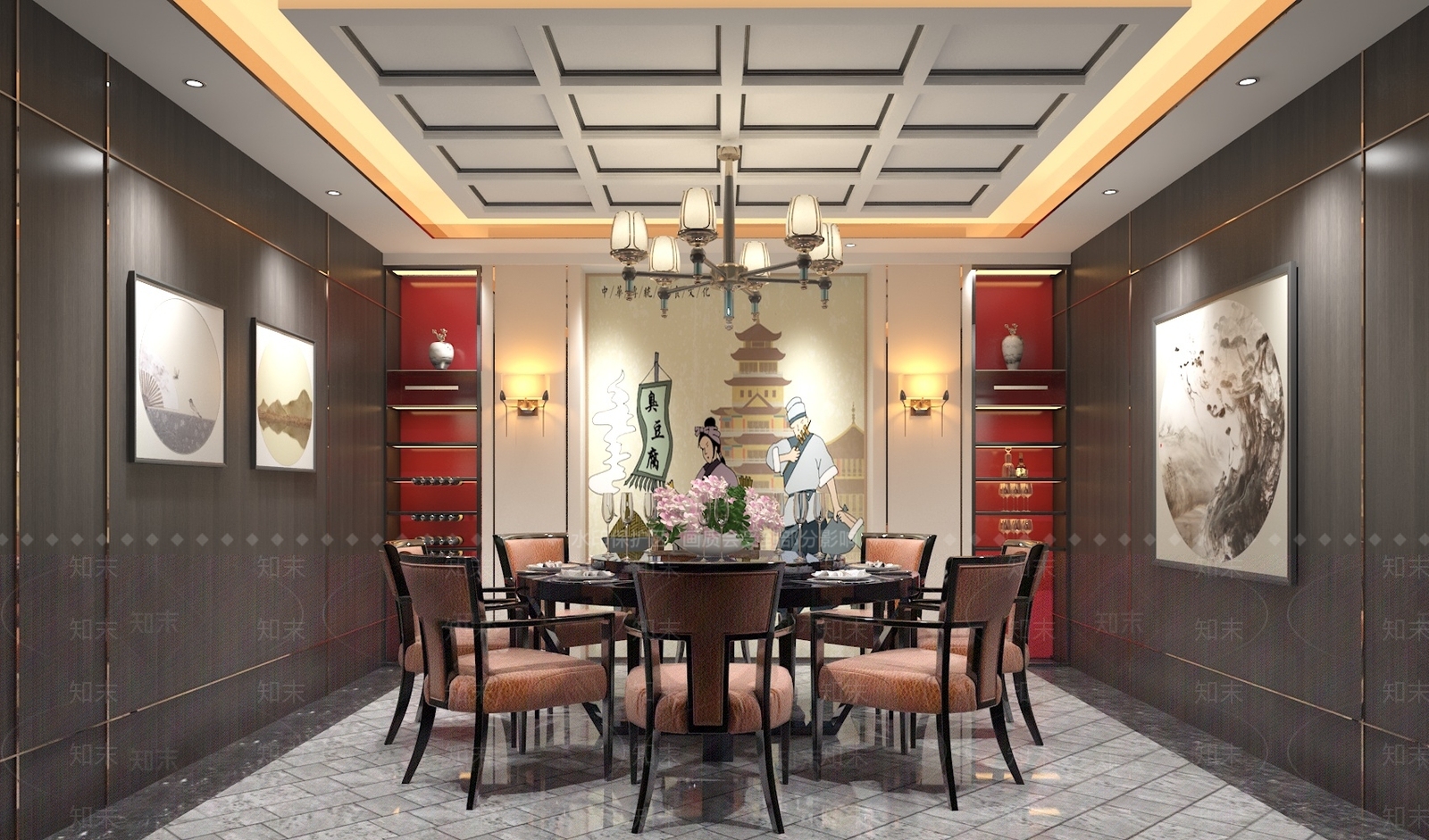 现代新中式包厢3D模型下载【ID:1188015048】