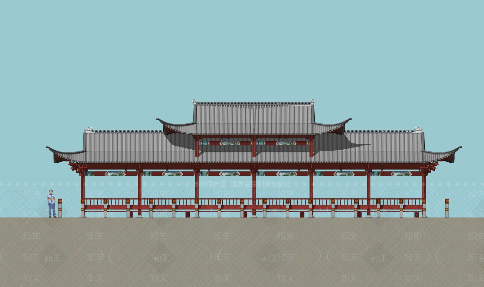 中式廊架SU模型下载【ID:1188015772】