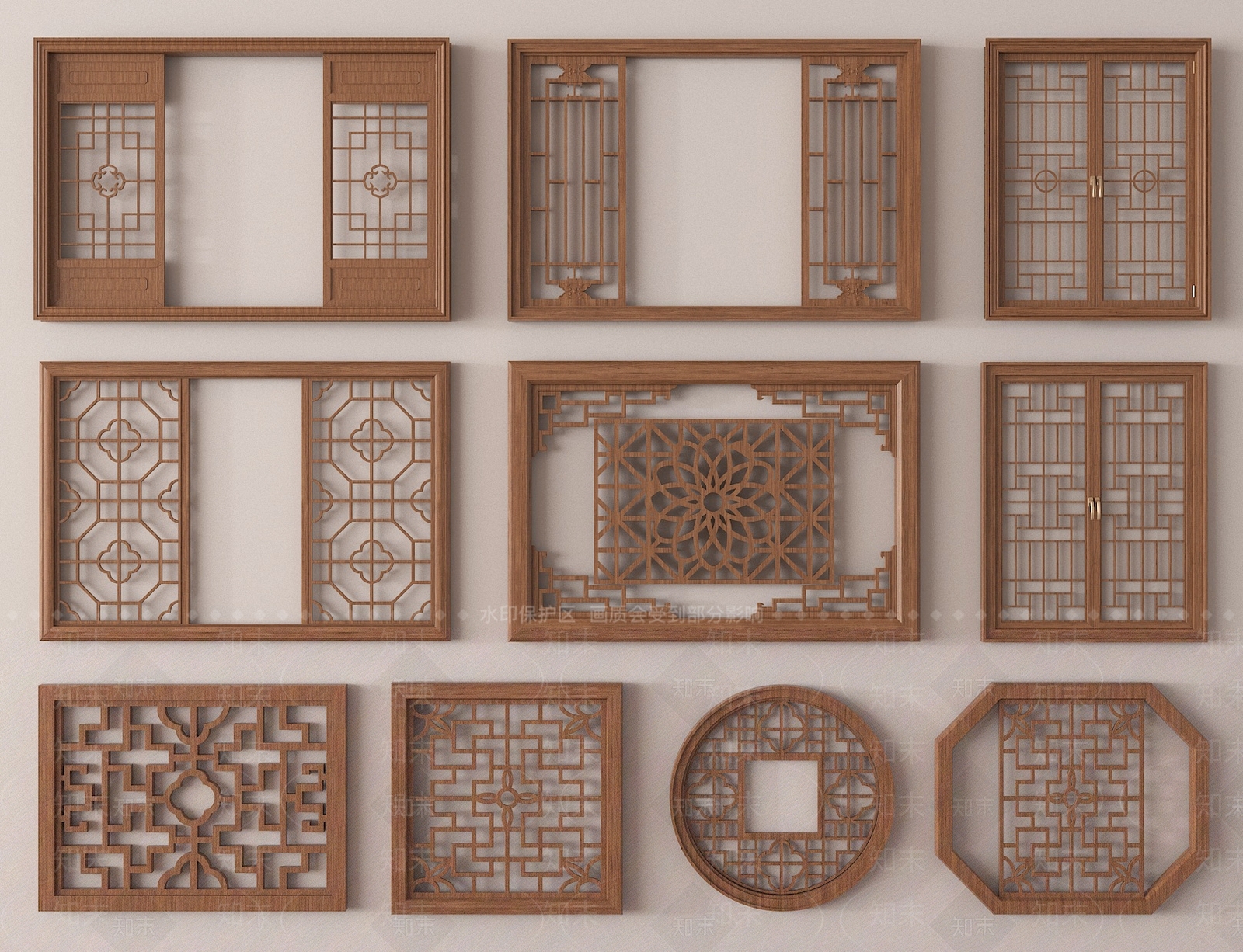 新中式镂花窗SU模型下载【ID:1188017293】