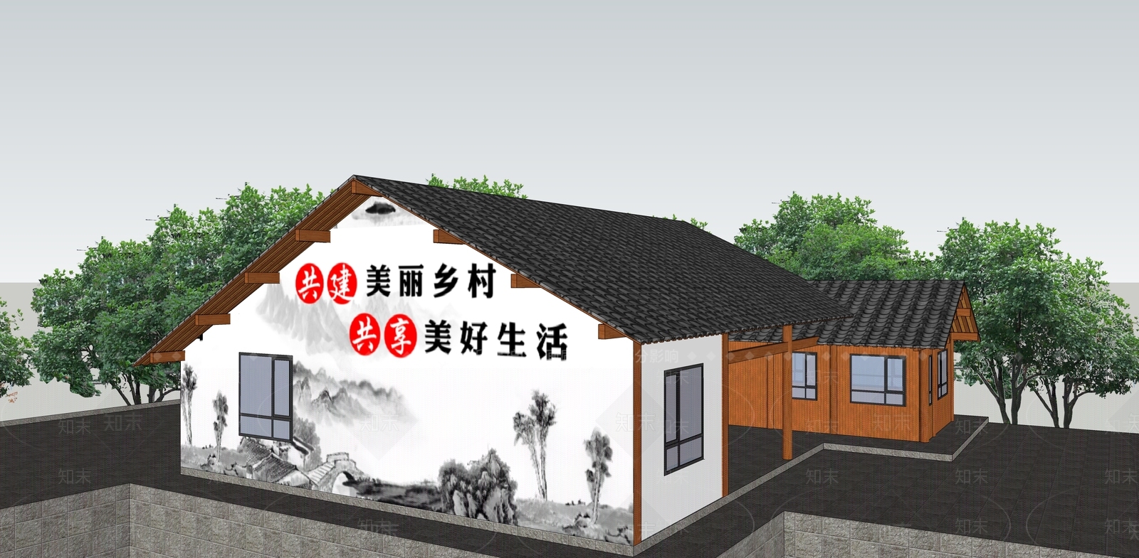 新中式中式木屋SU模型下载【ID:1188019919】