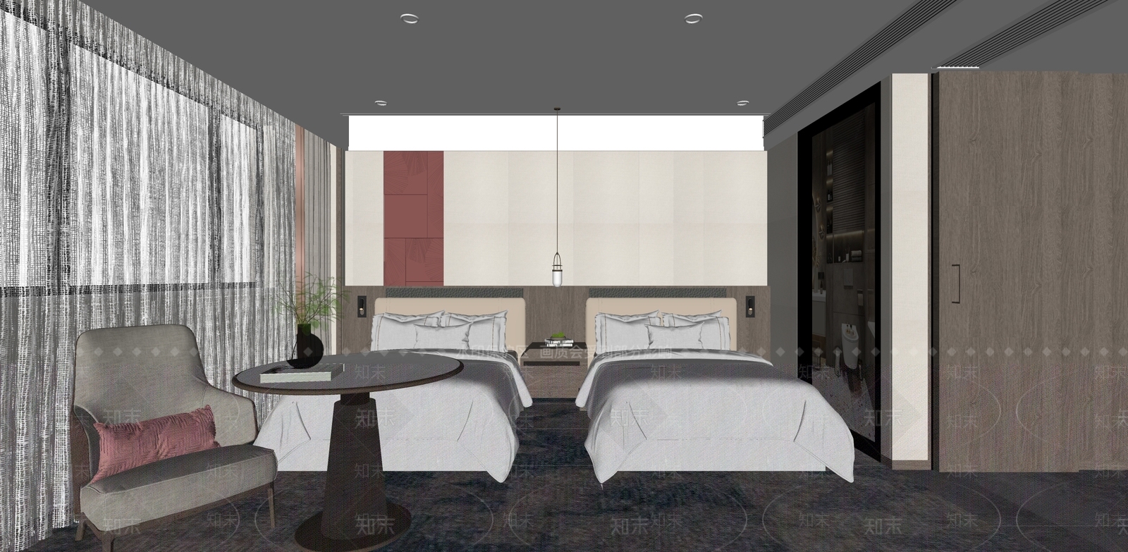 新中式酒店客房SU模型下载【ID:1188022262】
