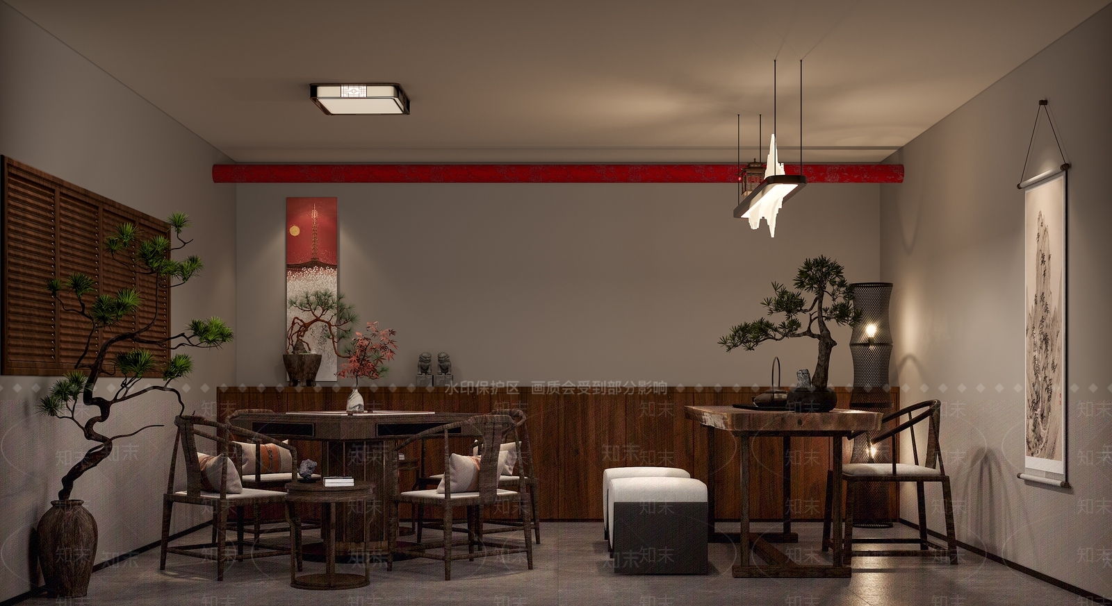 侘寂禅意棋牌室3D模型下载【ID:1188029131】