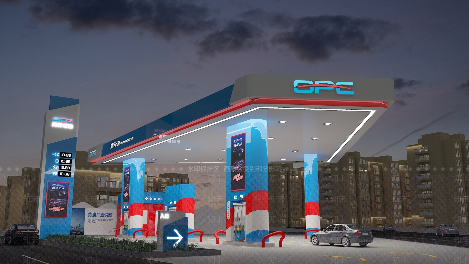 现代加油站3D模型下载【ID:1188029774】