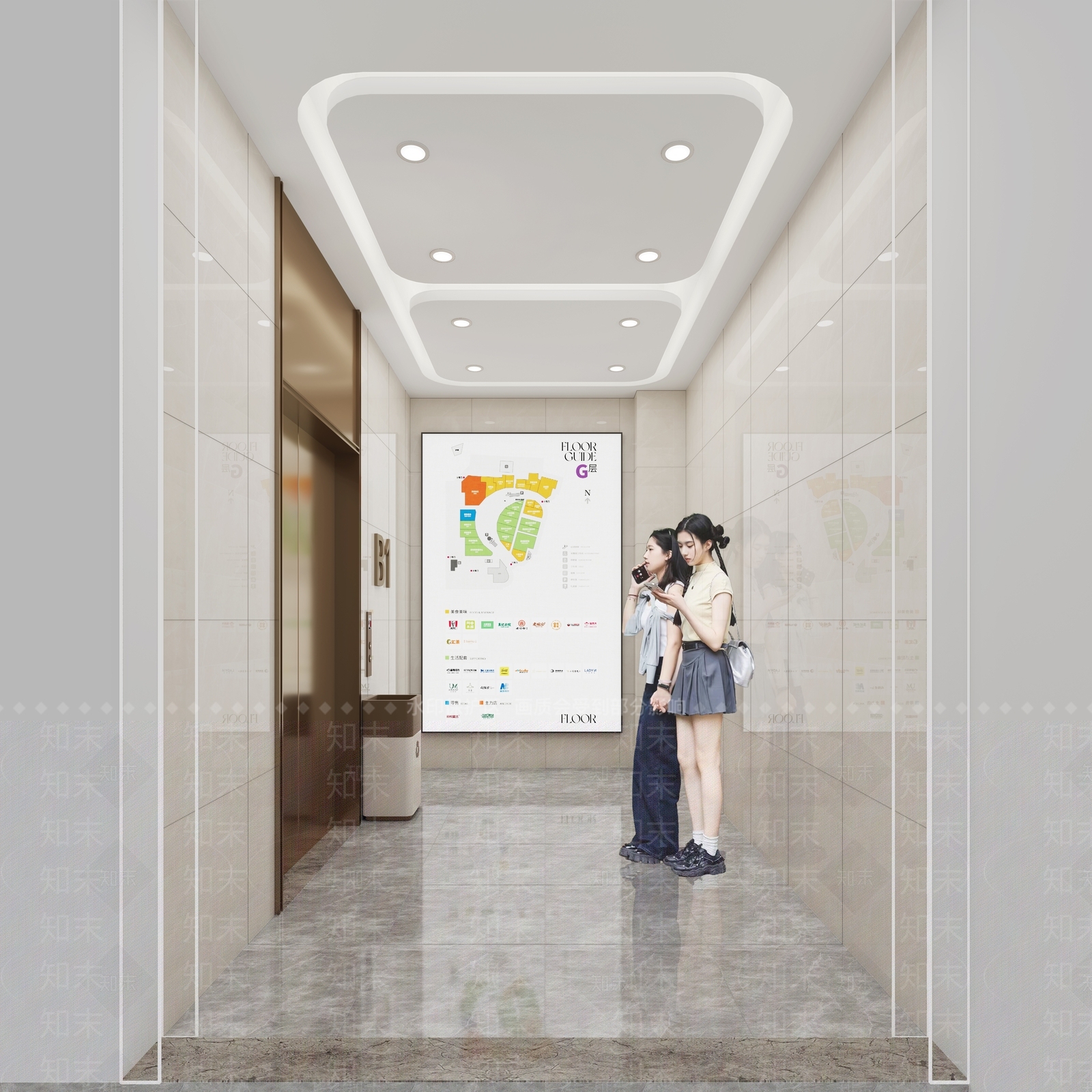 现代电梯间3D模型下载【ID:1188031507】
