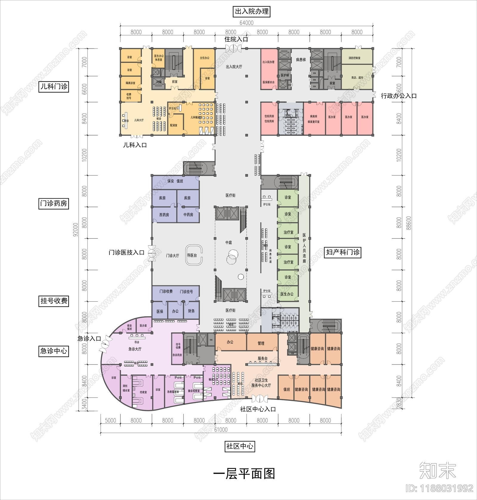 现代医院建筑cad施工图下载【ID:1188031992】
