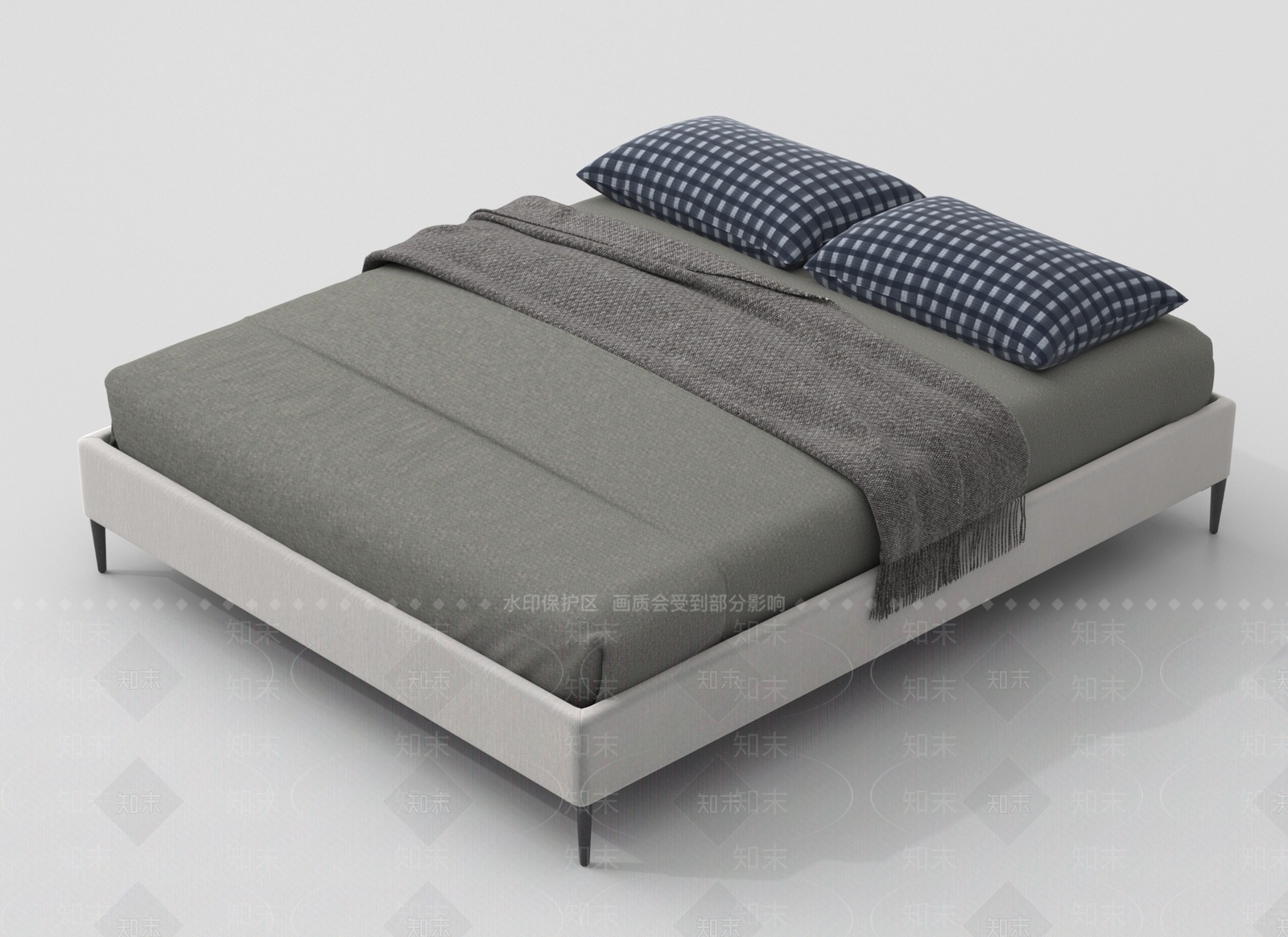 现代单人床3D模型下载【ID:1188036287】