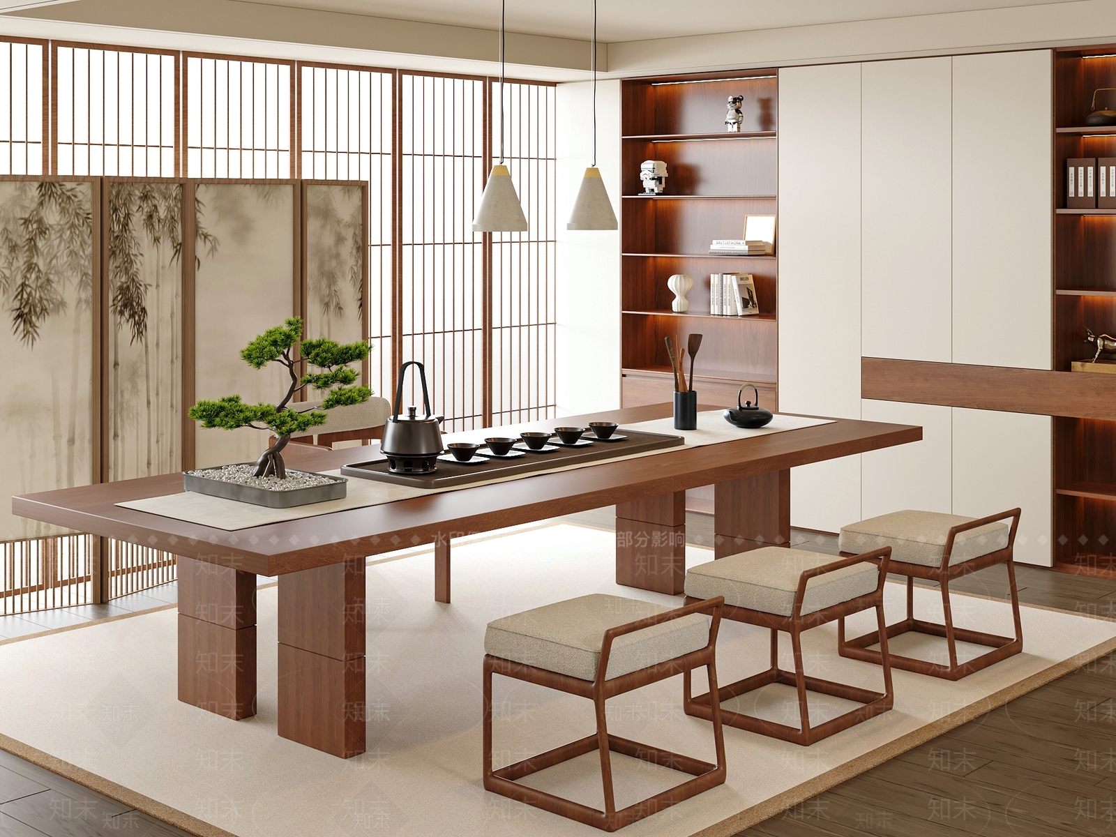现代中古茶室SU模型下载【ID:1188036466】