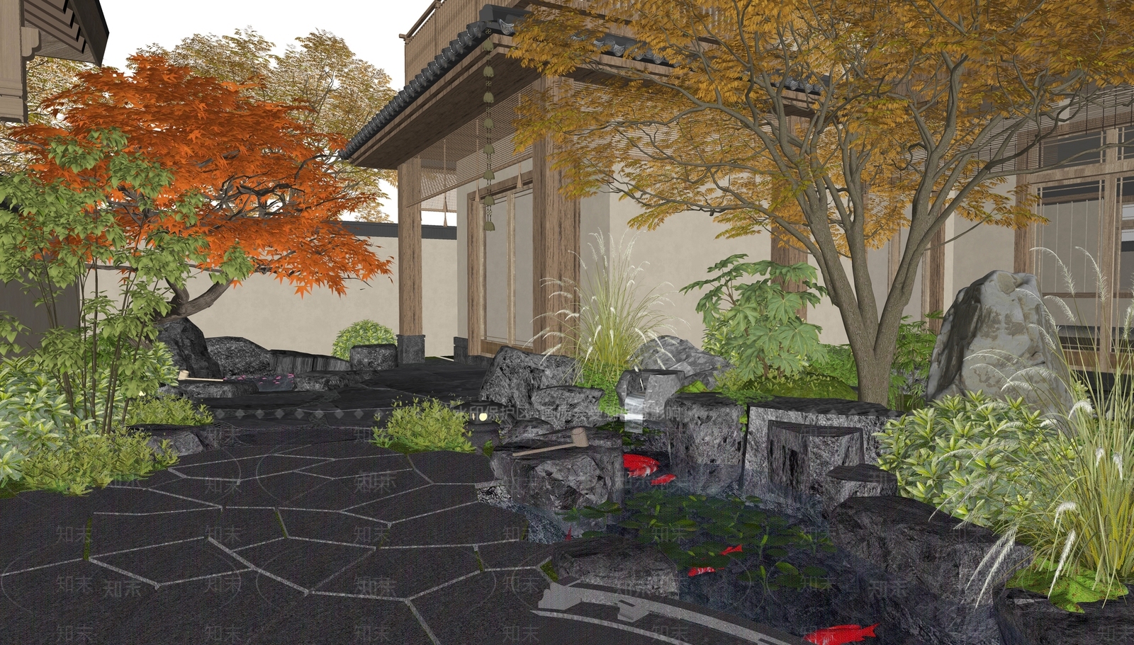 新中式乡村庭院SU模型下载【ID:1188036615】