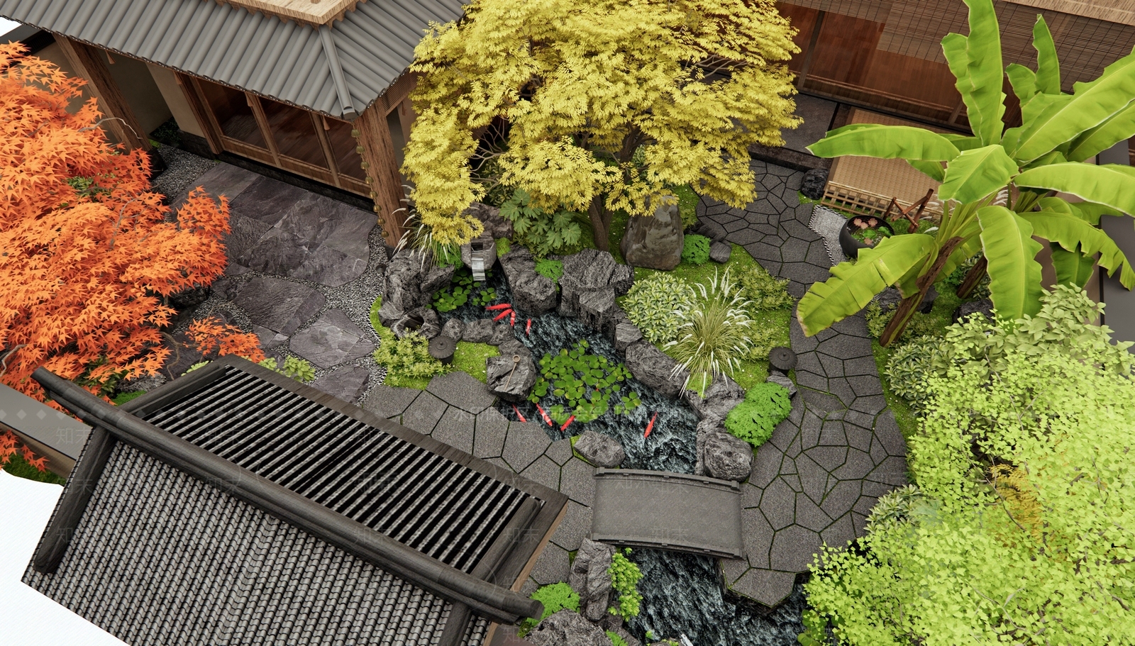 日式新中式庭院3D模型下载【ID:1188040023】