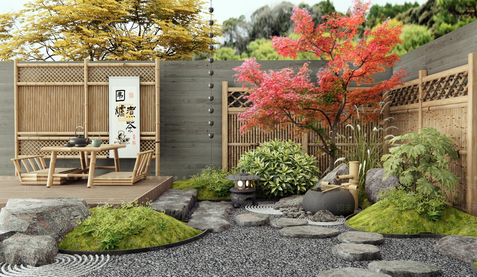 日式禅意别墅庭院SU模型下载【ID:1188040335】