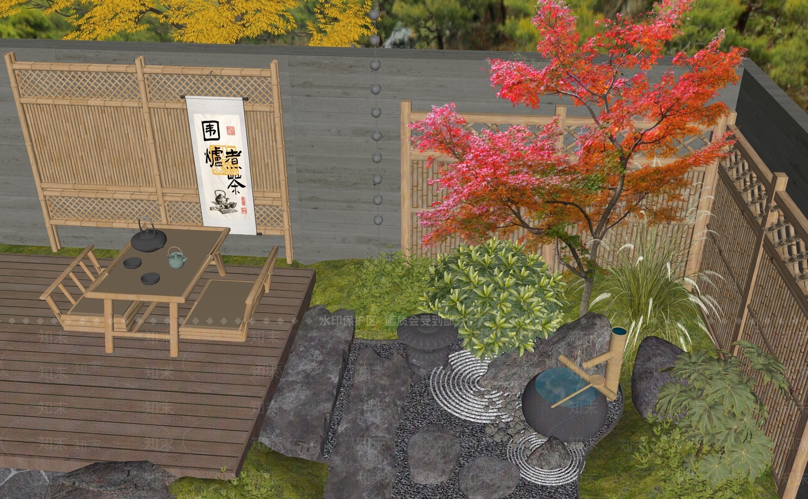 新中式禅意乡村庭院SU模型下载【ID:1188042264】