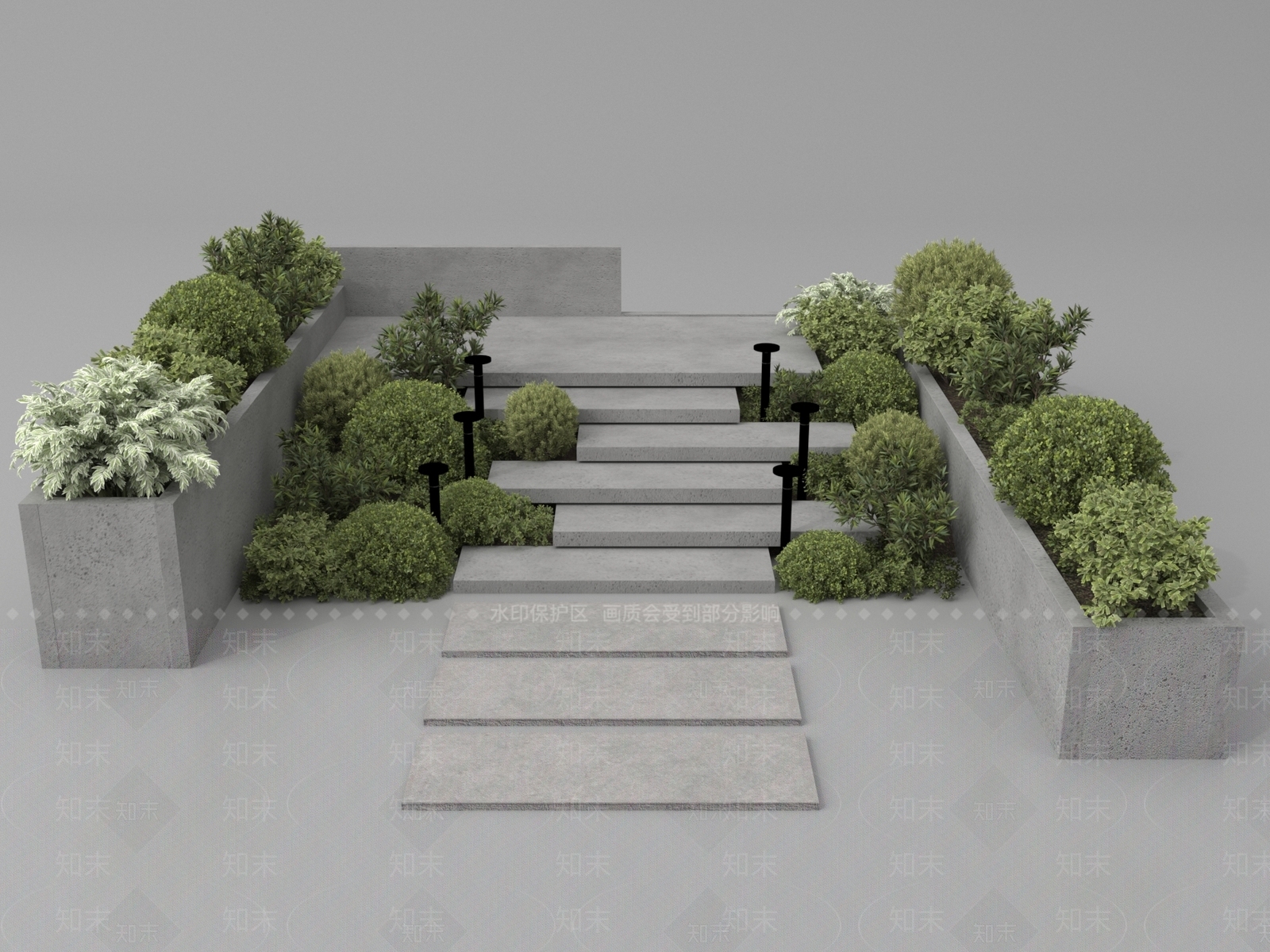 现代台阶景观SU模型下载【ID:1188044173】