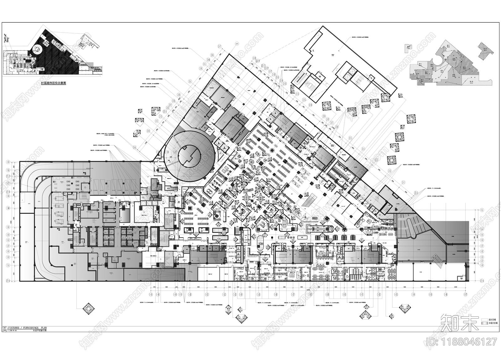 侘寂超市cad施工图下载【ID:1188046127】