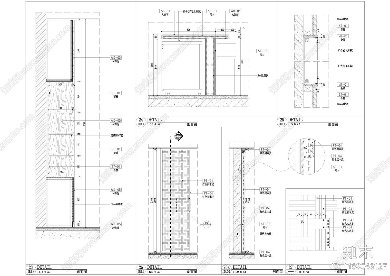侘寂超市cad施工图下载【ID:1188046127】