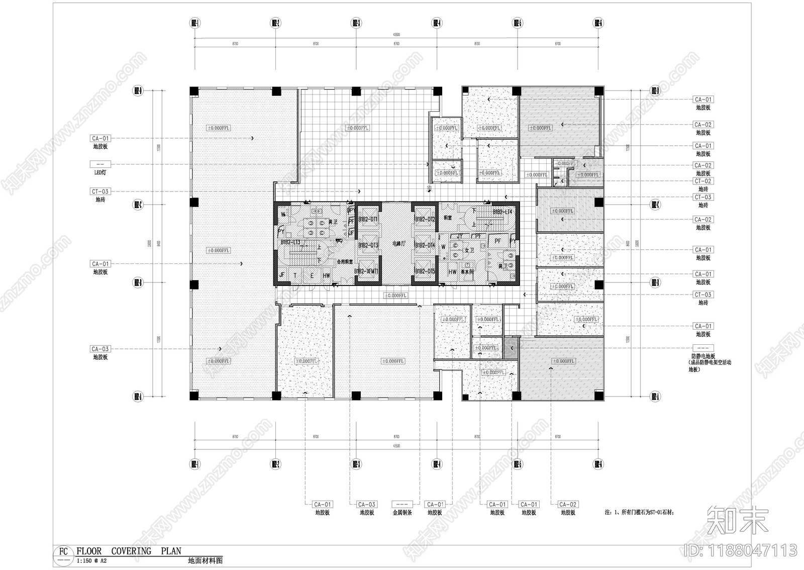 现代整体办公空间cad施工图下载【ID:1188047113】