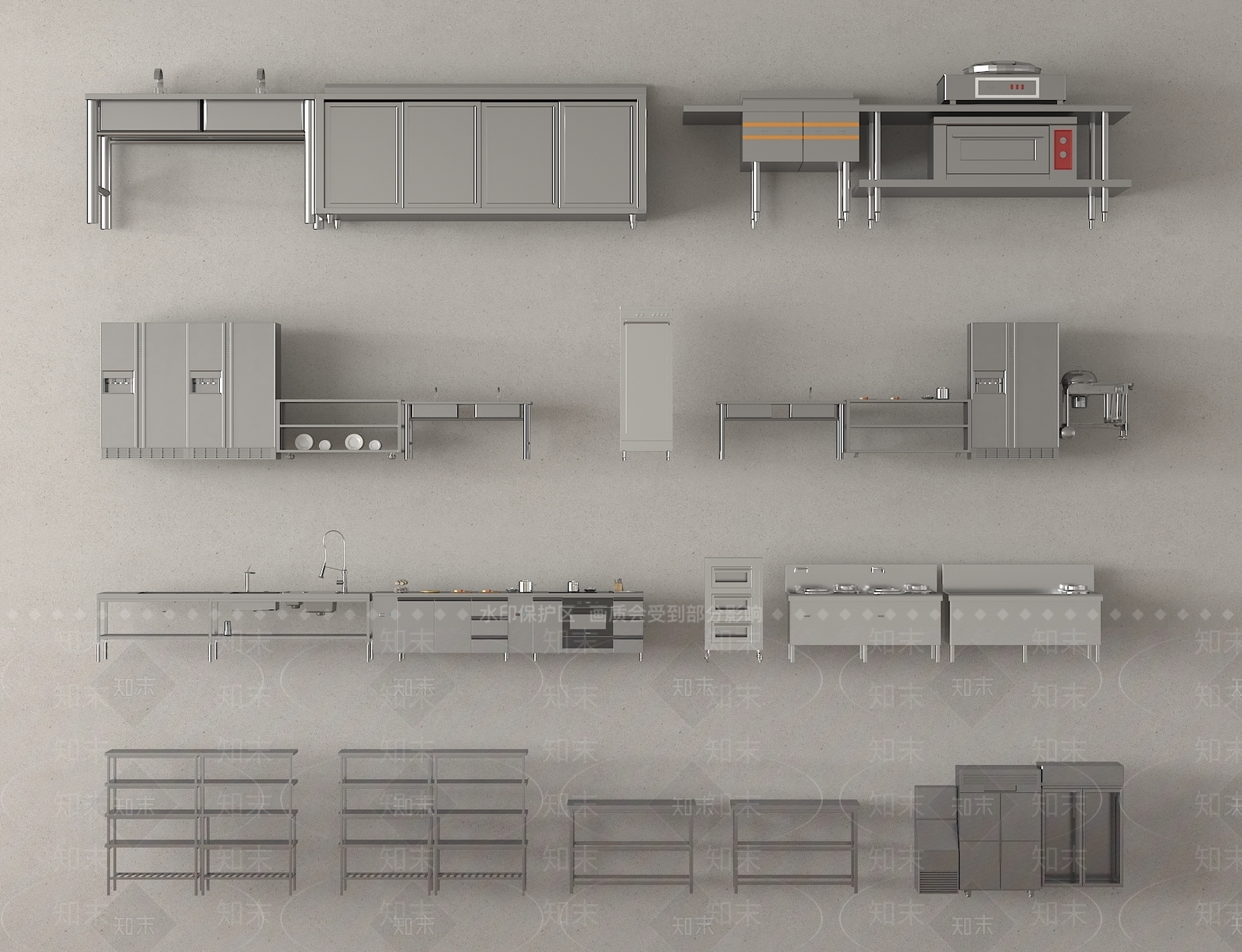 现代后厨3D模型下载【ID:1188050312】