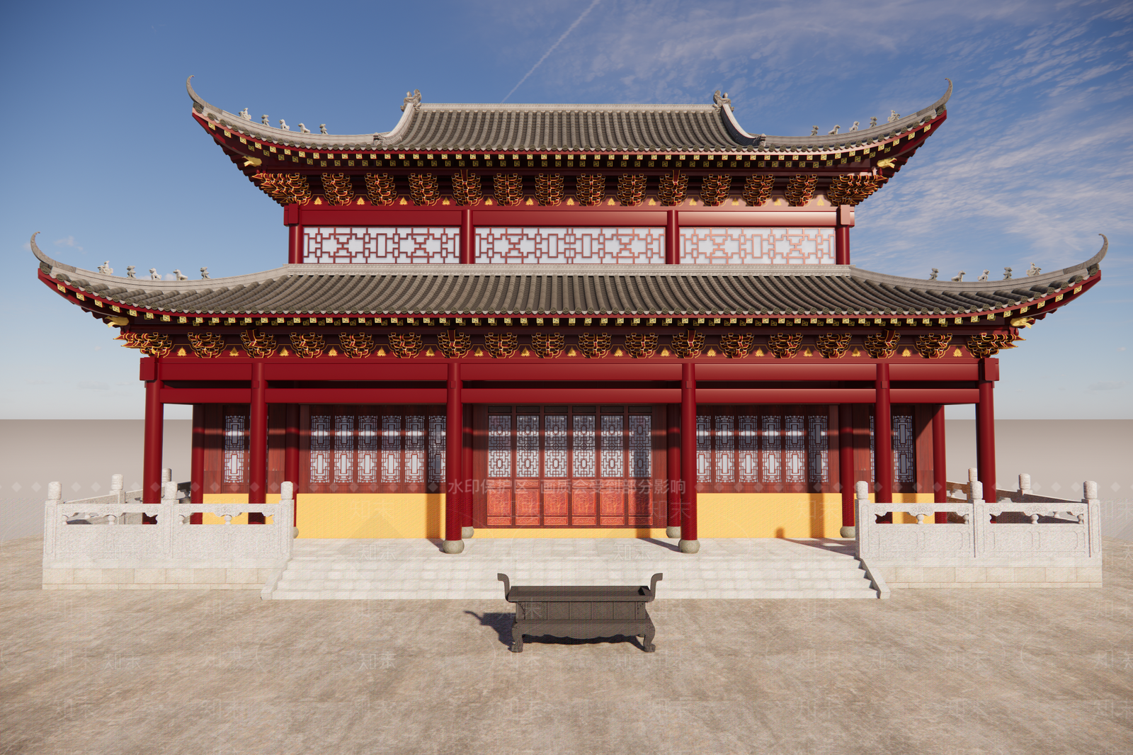 中式古建筑SU模型下载【ID:1188055959】
