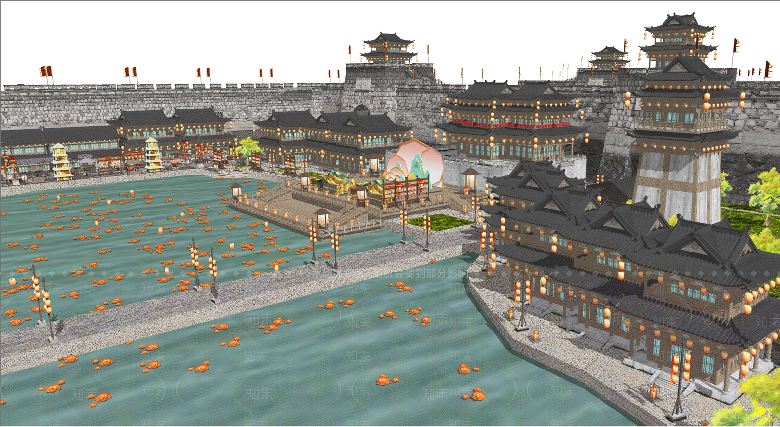新中式中式古建筑SU模型下载【ID:1188054701】