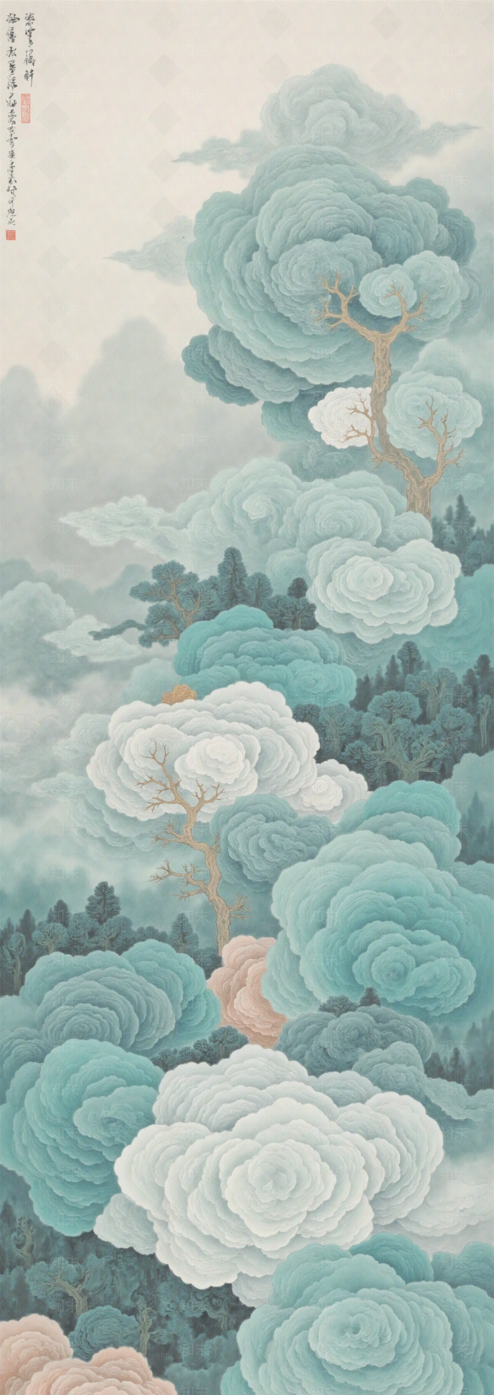 新中式中式山水画贴图下载【ID:1188054912】