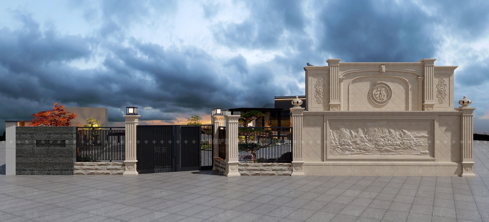 欧式围墙3D模型下载【ID:1188061807】