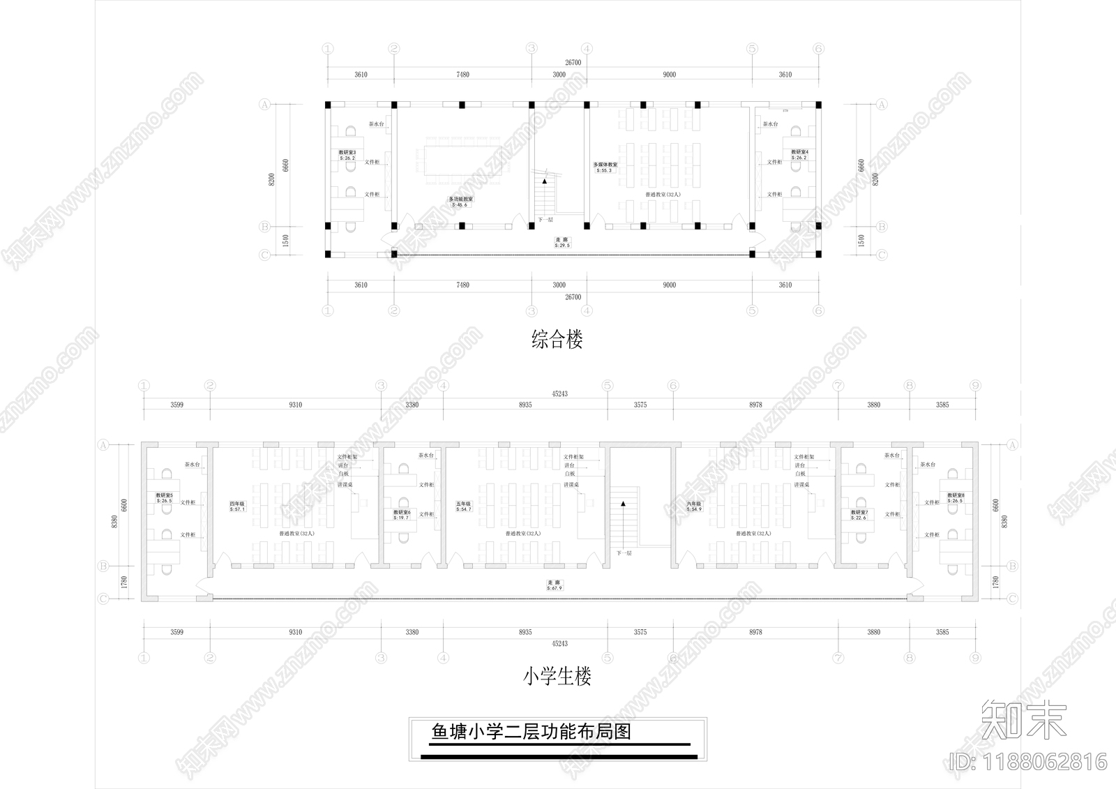 现代学校cad施工图下载【ID:1188062816】