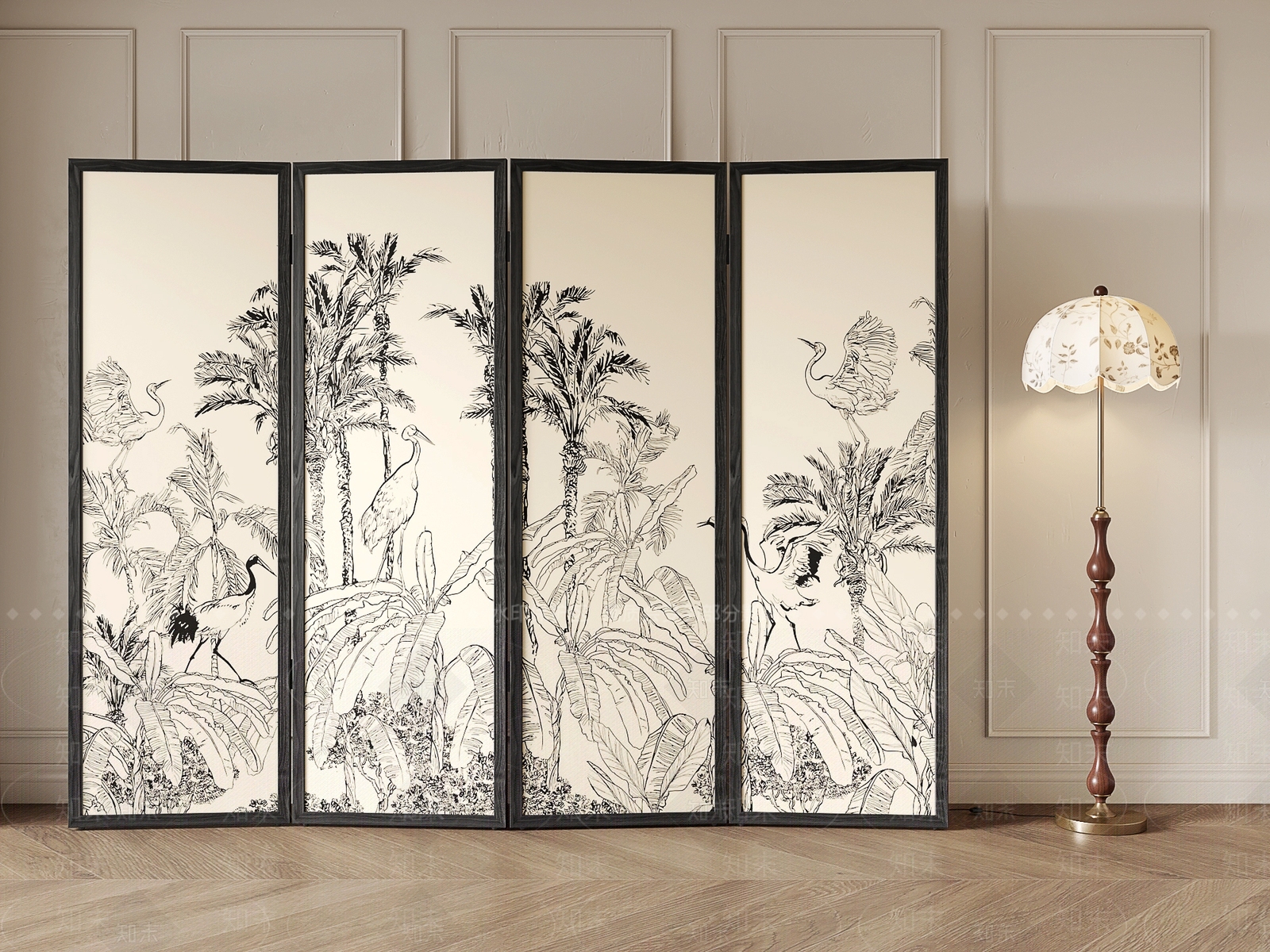 法式中古屏风SU模型下载【ID:1188066611】