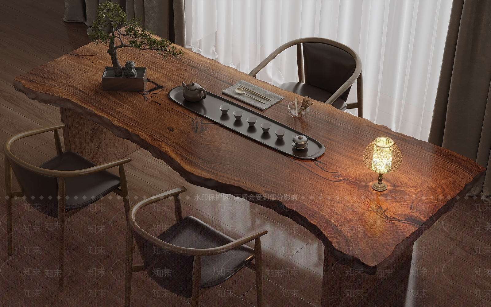 新中式茶桌椅3D模型下载【ID:1188068391】