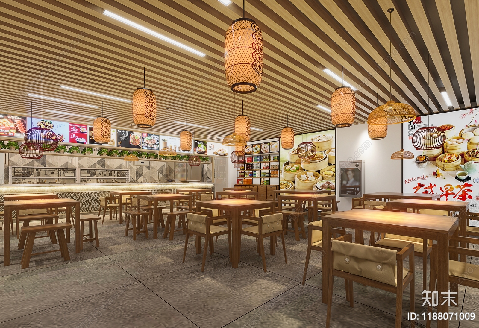 中式现代茶餐厅cad施工图下载【ID:1188071009】