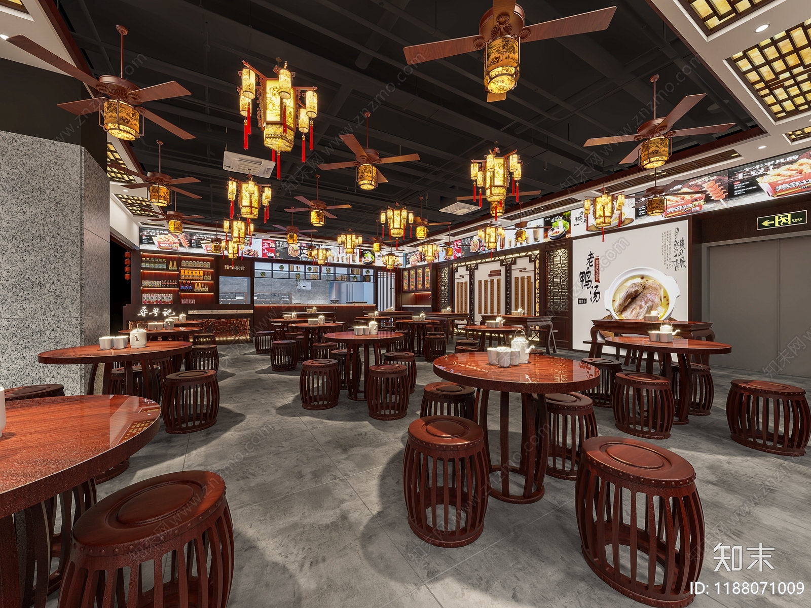中式现代茶餐厅cad施工图下载【ID:1188071009】