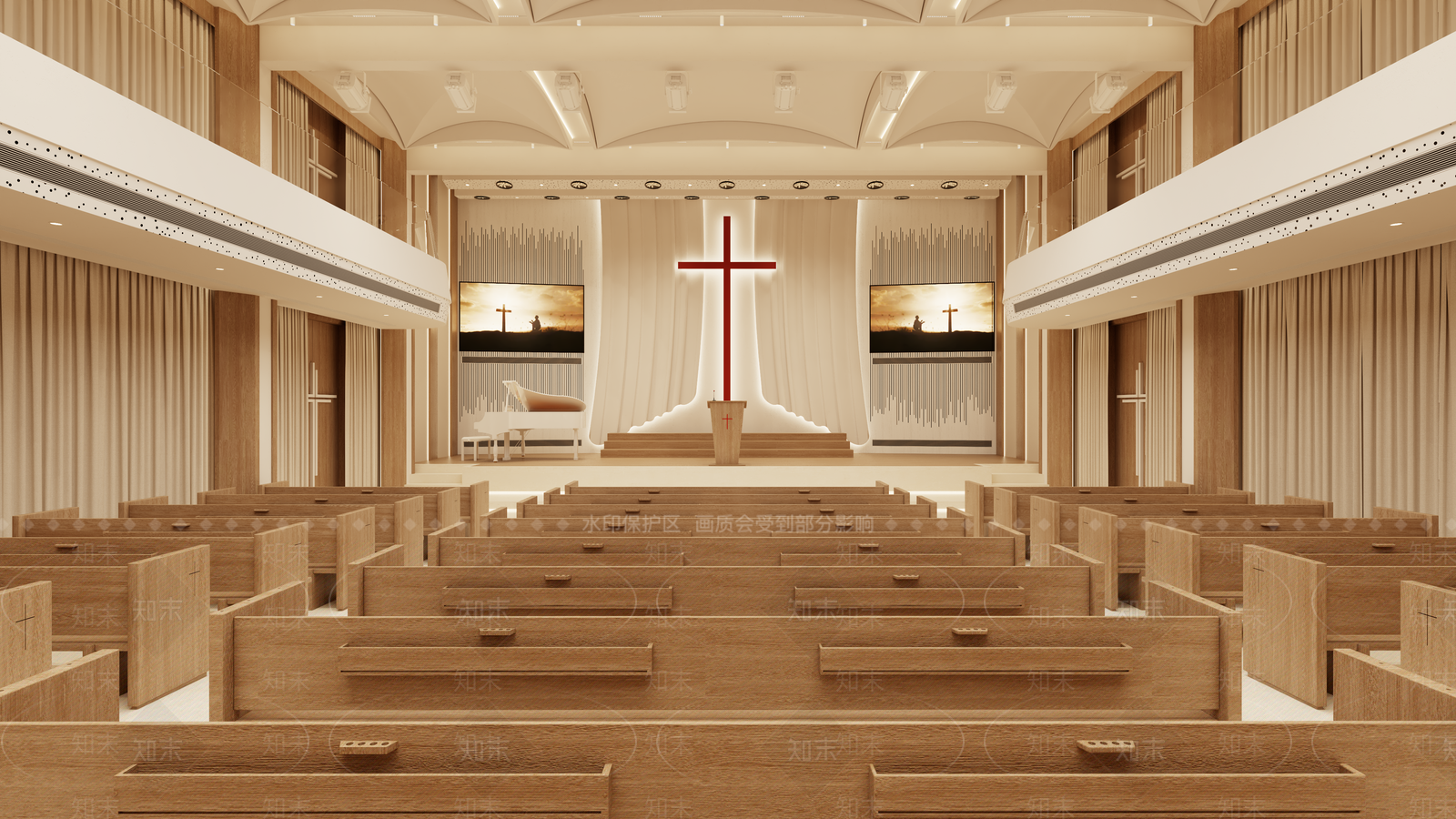 现代教堂SU模型下载【ID:1188316943】
