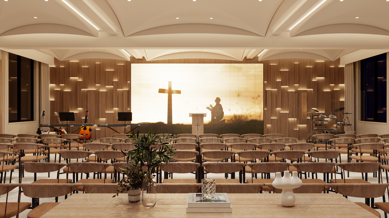 现代教堂SU模型下载【ID:1188316980】