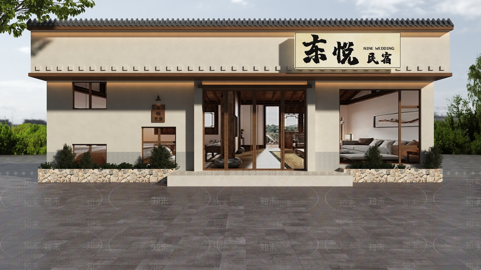 新中式门头SU模型下载【ID:1188073870】