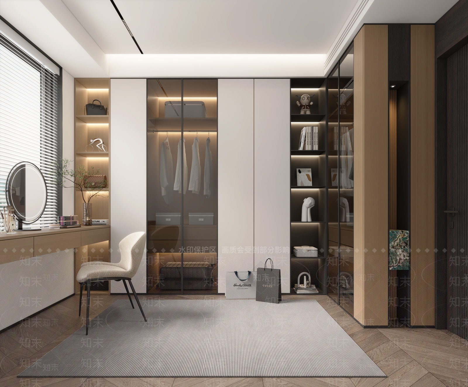 现代新中式衣帽间3D模型下载【ID:1188078249】