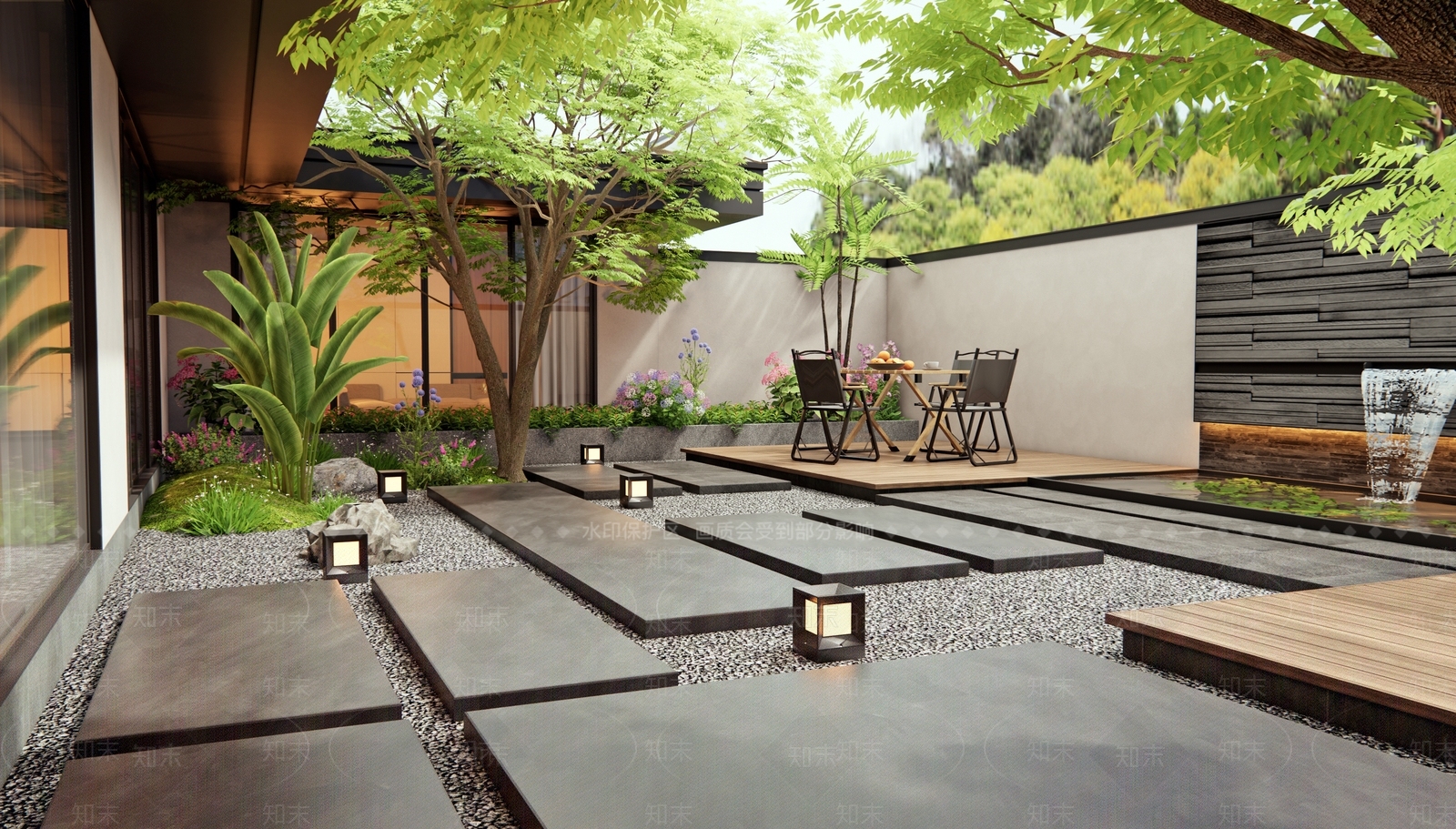 现代别墅庭院SU模型下载【ID:1188078404】