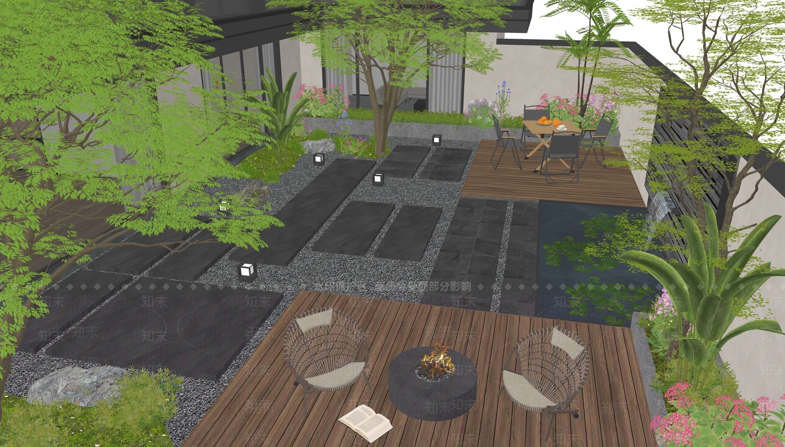 现代别墅庭院SU模型下载【ID:1188078404】