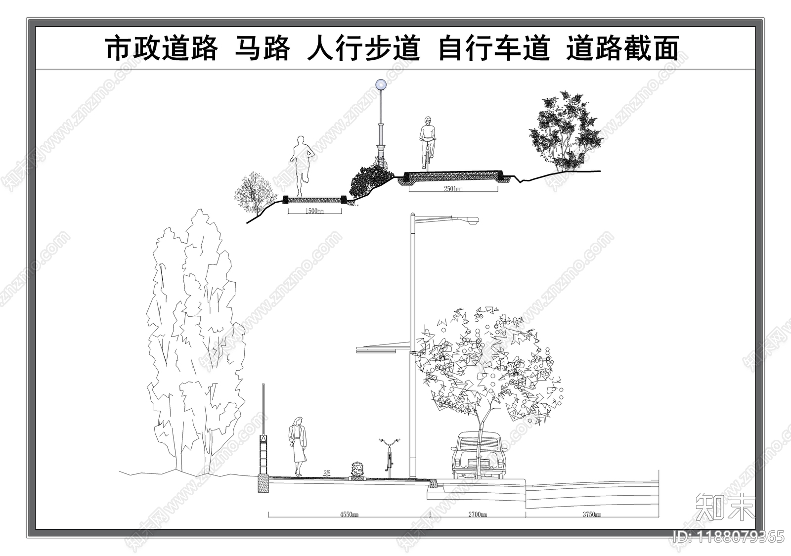 现代道路绿化cad施工图下载【ID:1188079365】