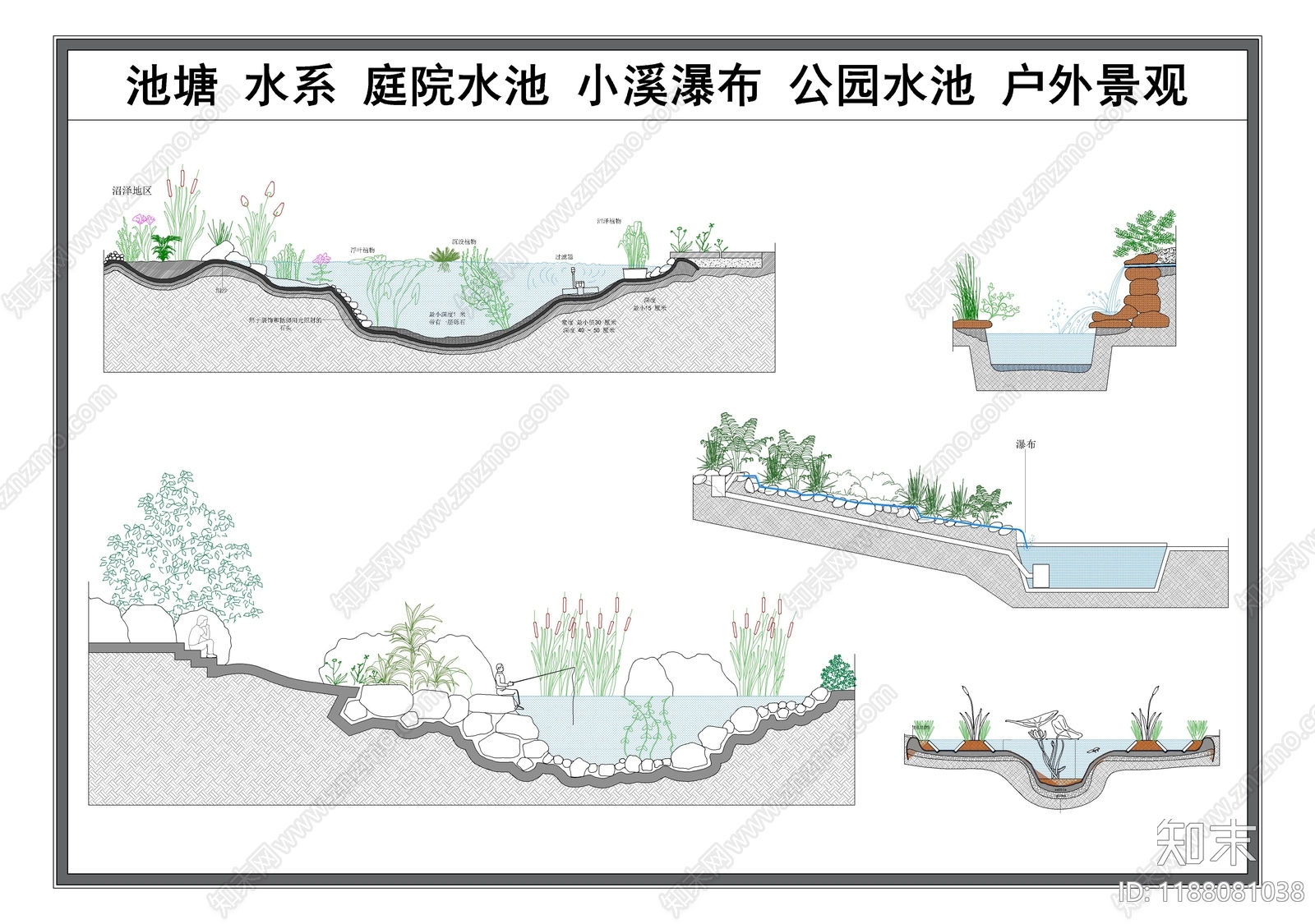 现代假山水景图库施工图下载【ID:1188081038】