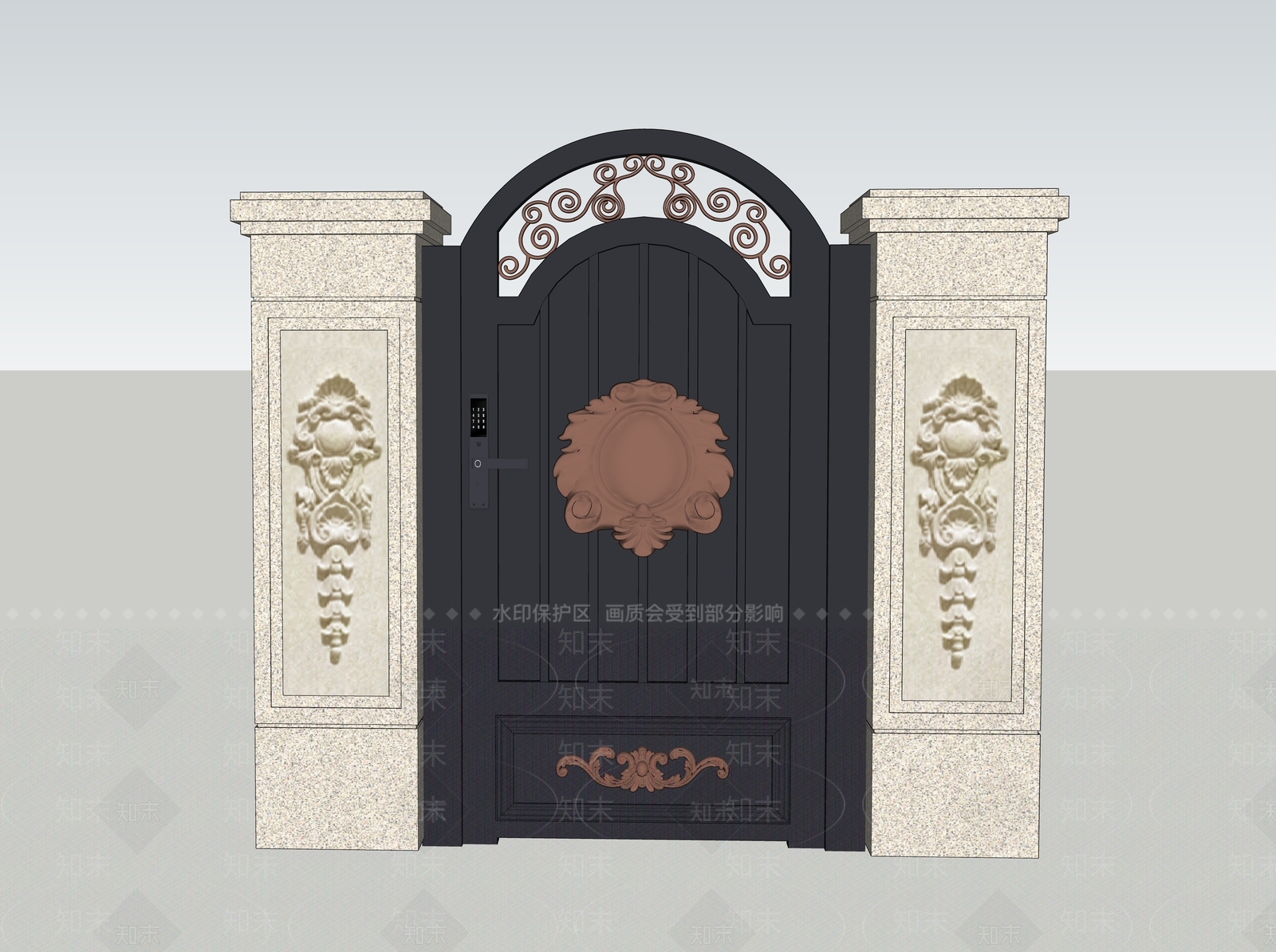 欧式美式入口大门SU模型下载【ID:1188084119】