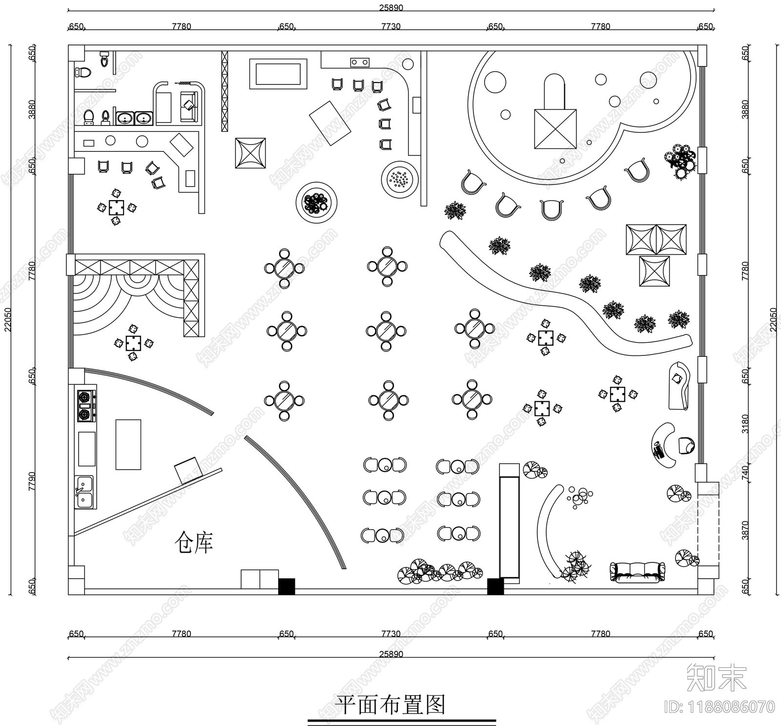 现代其他餐饮空间cad施工图下载【ID:1188086070】