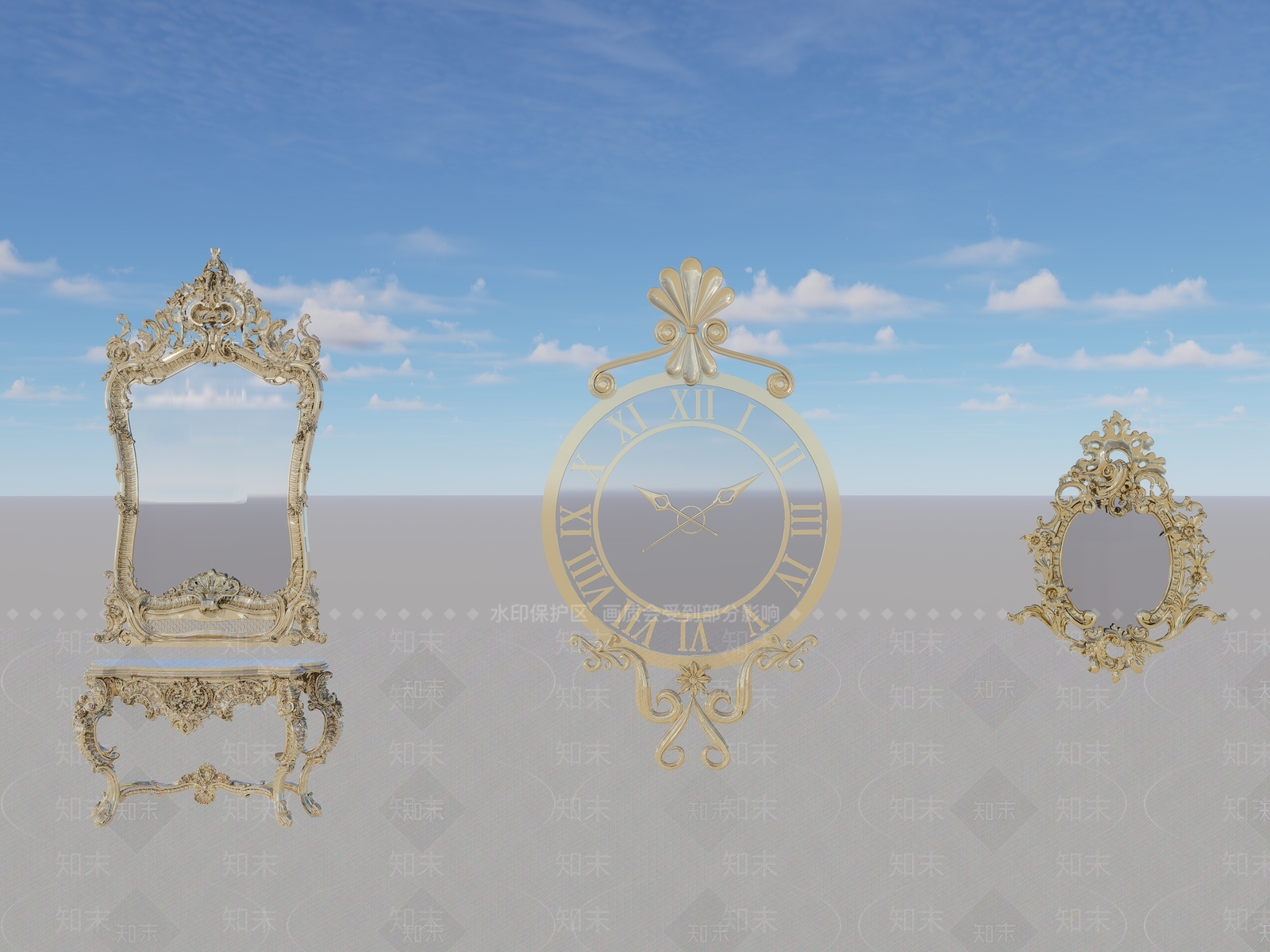 欧式镜子SU模型下载【ID:1188089008】